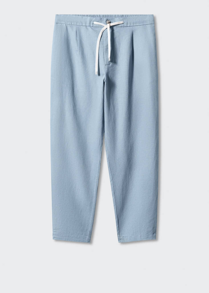 Slim-fit trousers with drawstring — Indigo Blue
