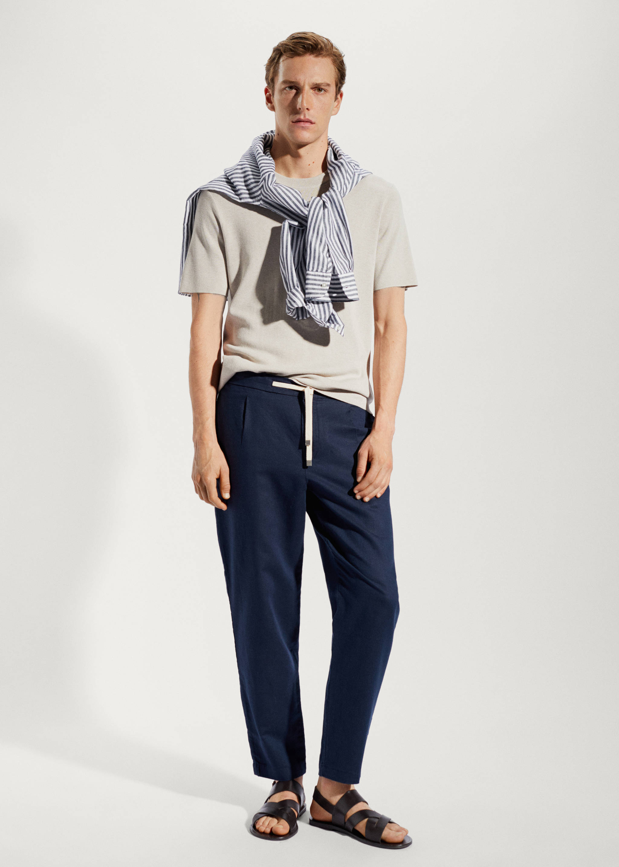 Pantalon slim fit lin cordon - Plan général