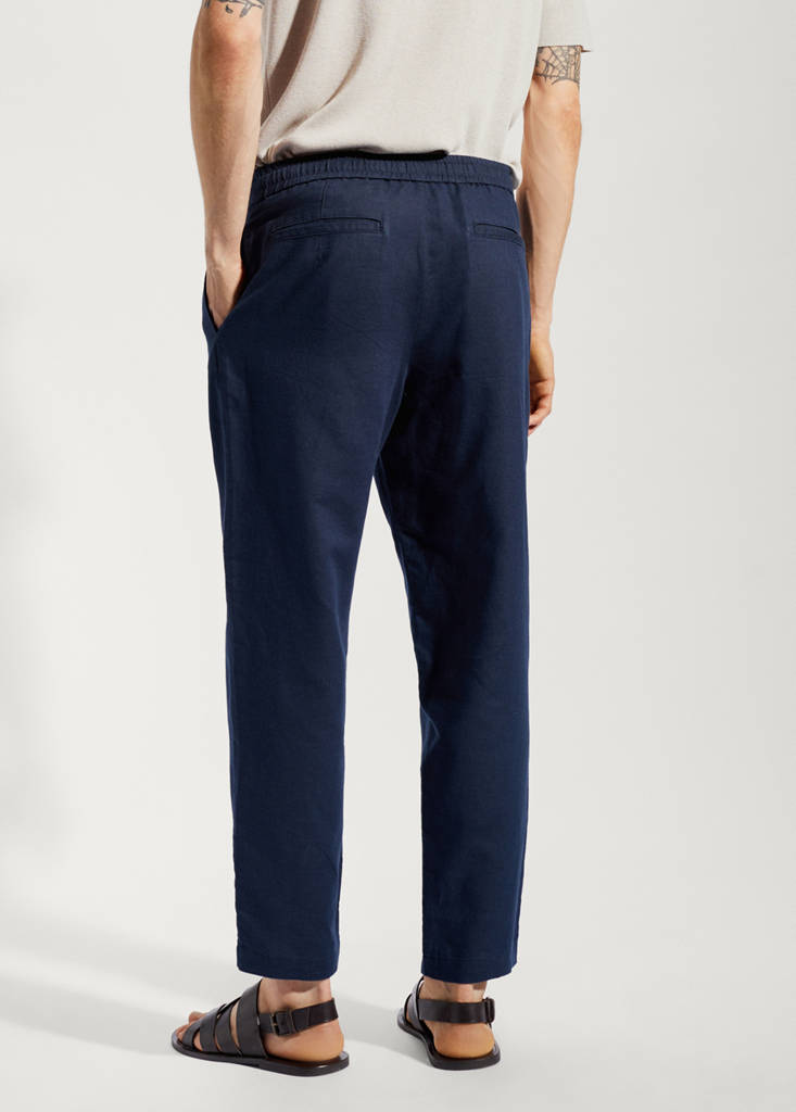 Slim-fit trousers with drawstring — Navy