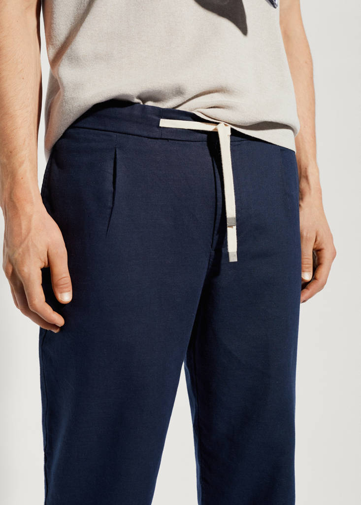 Slim-fit trousers with drawstring — Navy