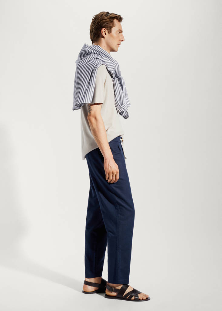 Slim-fit trousers with drawstring — Navy