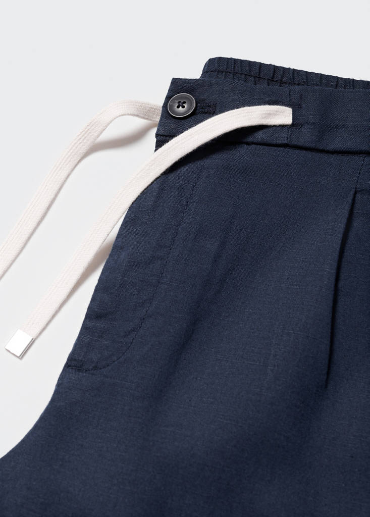 Slim-fit trousers with drawstring — Navy