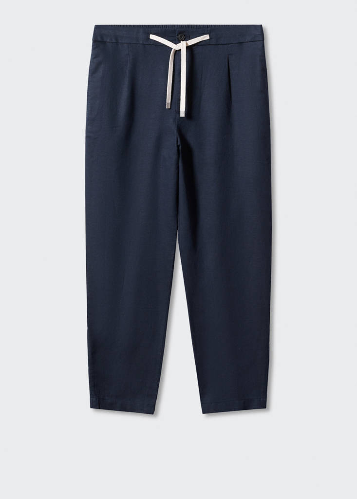 Slim-fit trousers with drawstring — Navy