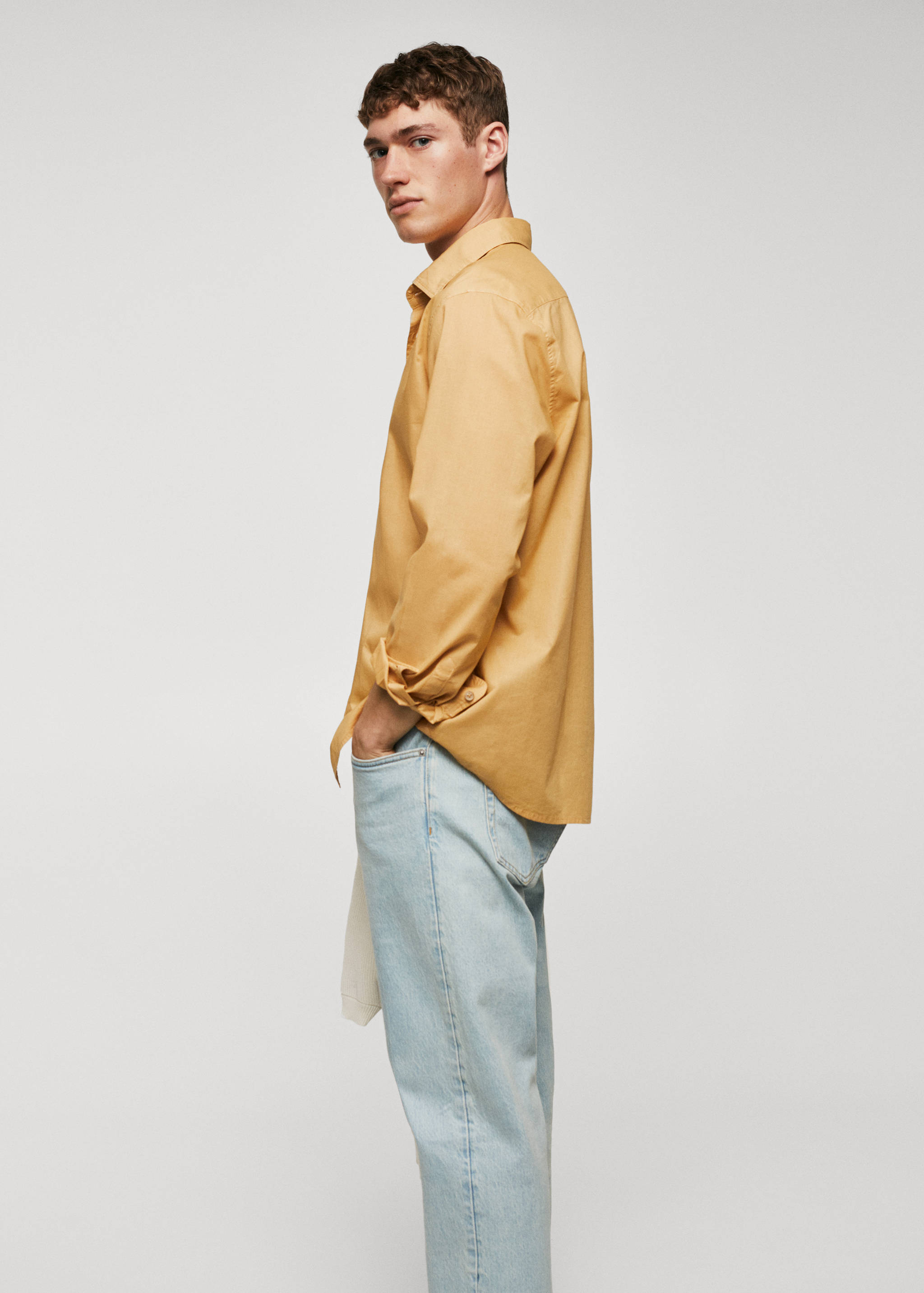 常规版型棉质薄纱衬衫 - null