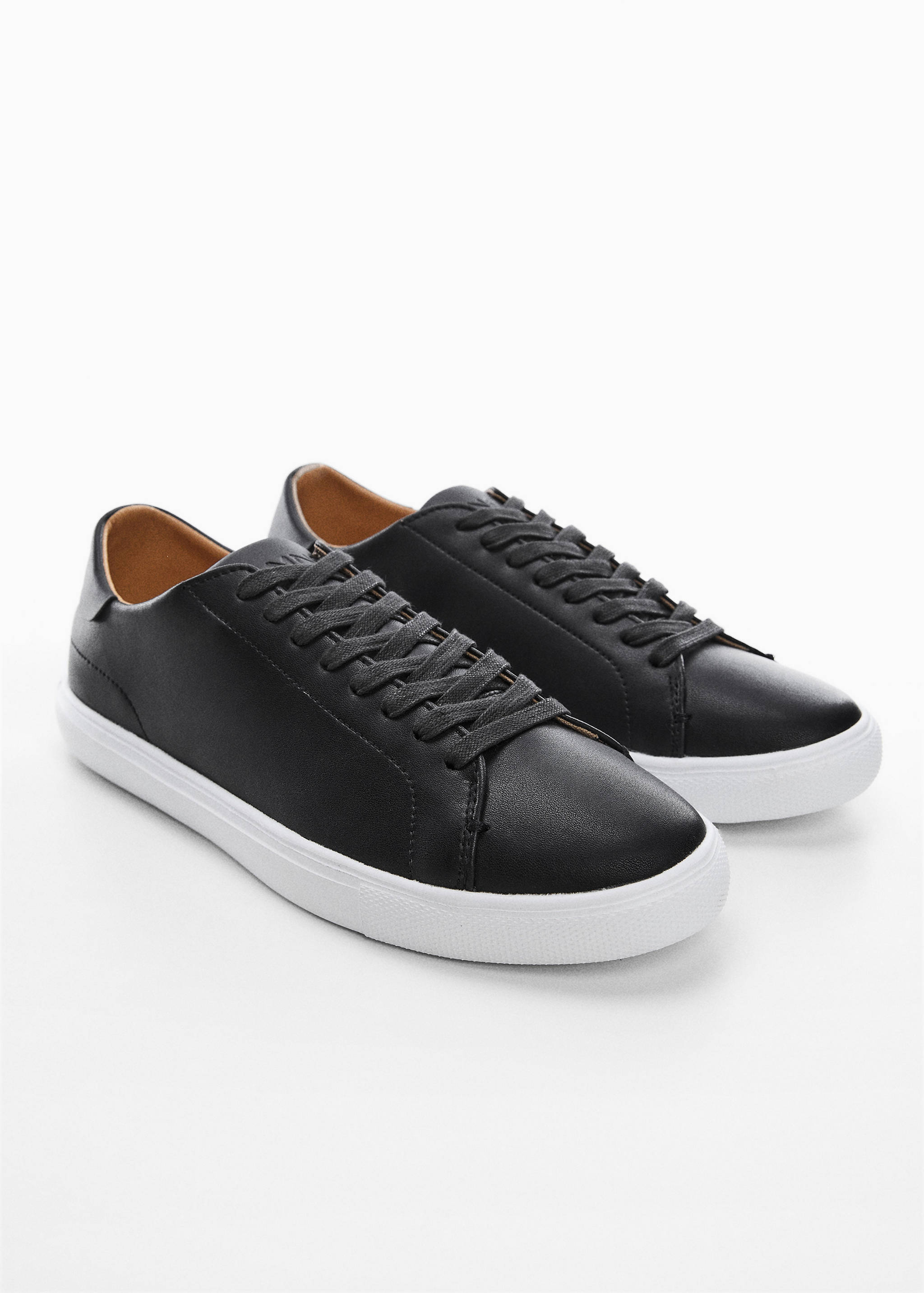Monocoloured leather sneakers - Medium plane