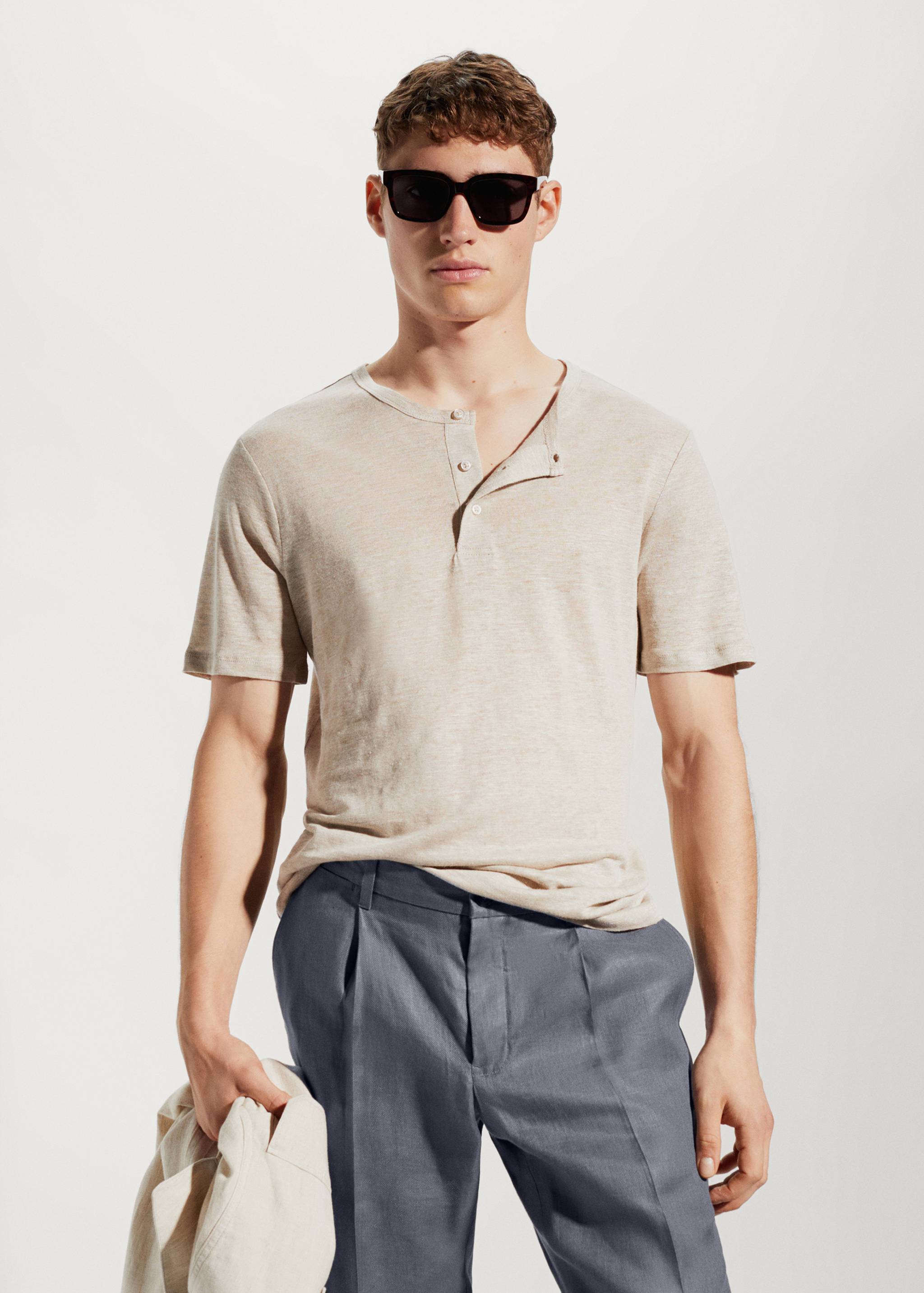 Футболка хенли 100% лен - Средний план