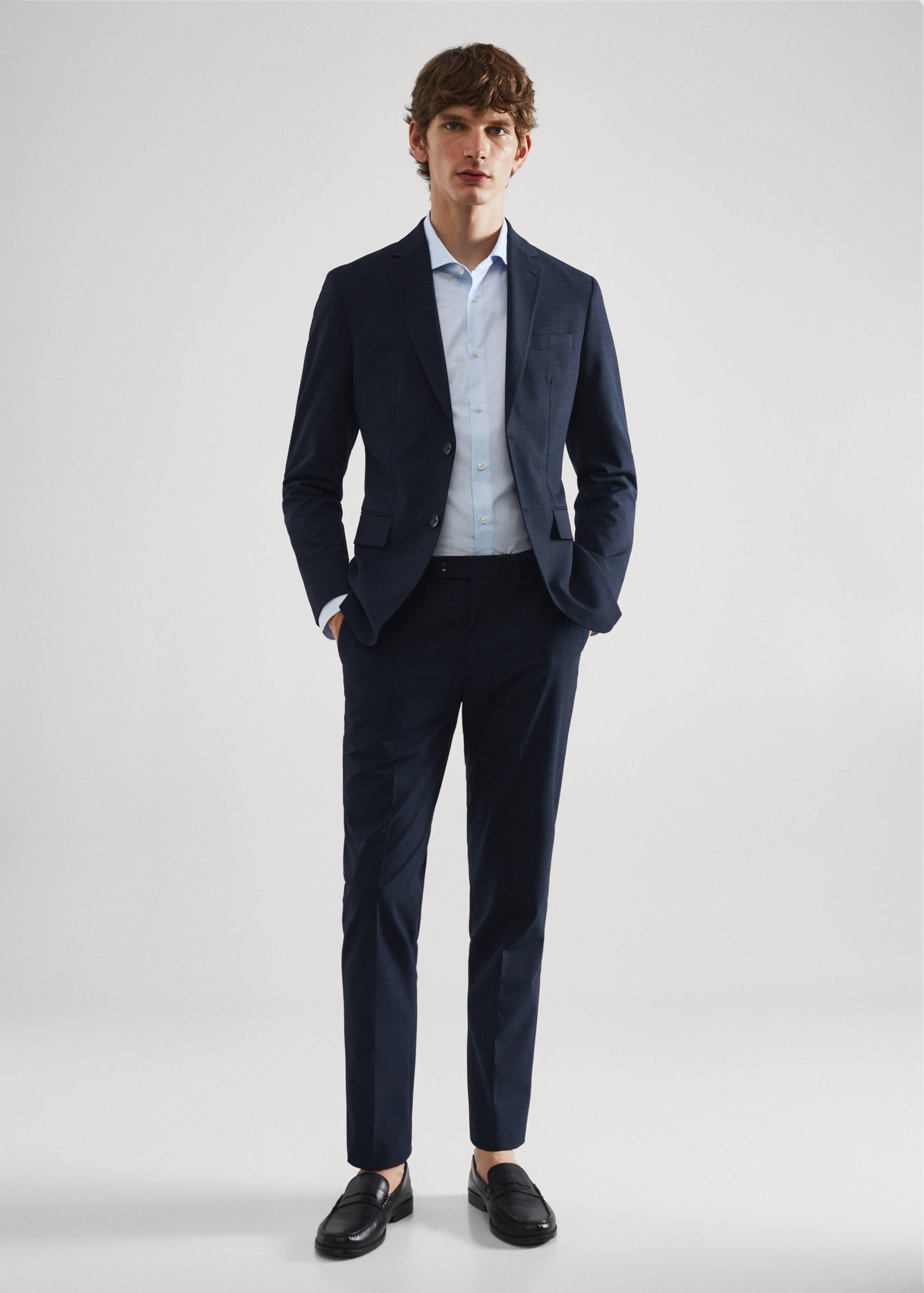 قميص بدلة من التويل بطبعات دقيقة ضيق - تفاصيل المنتج 4