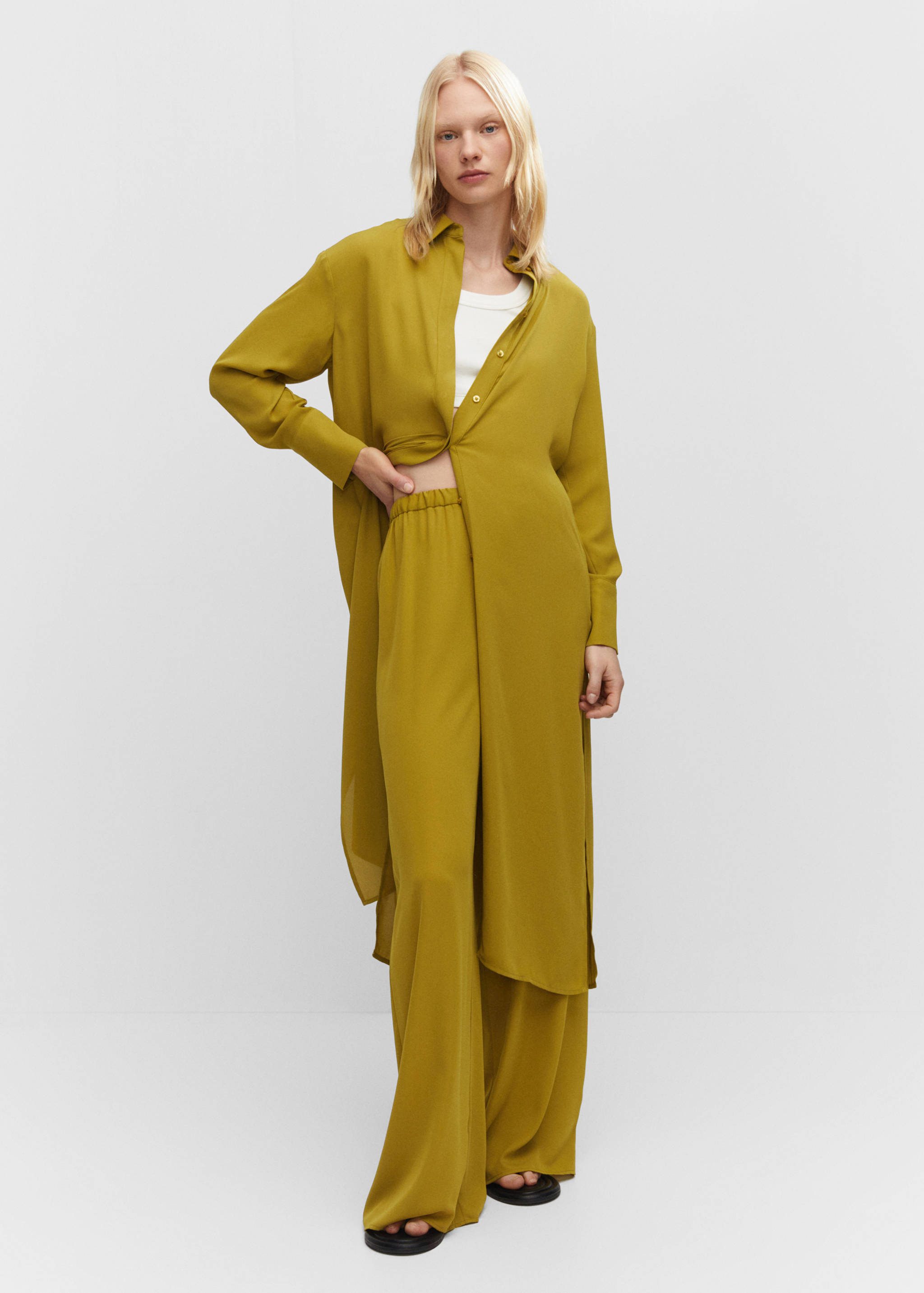Pantalon wideleg taille élastique - Plan général