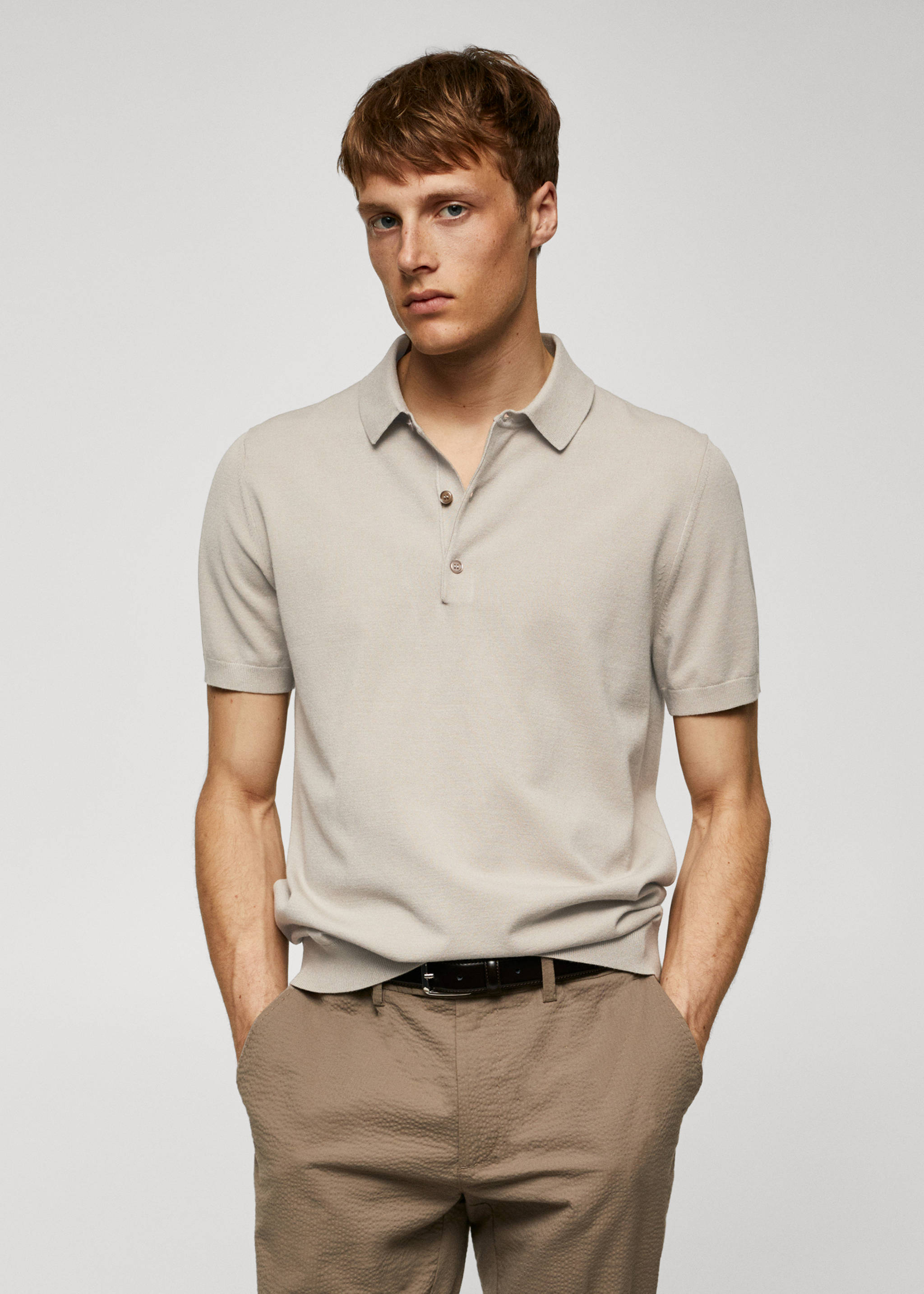 Fine-knit polo shirt - Medium plane