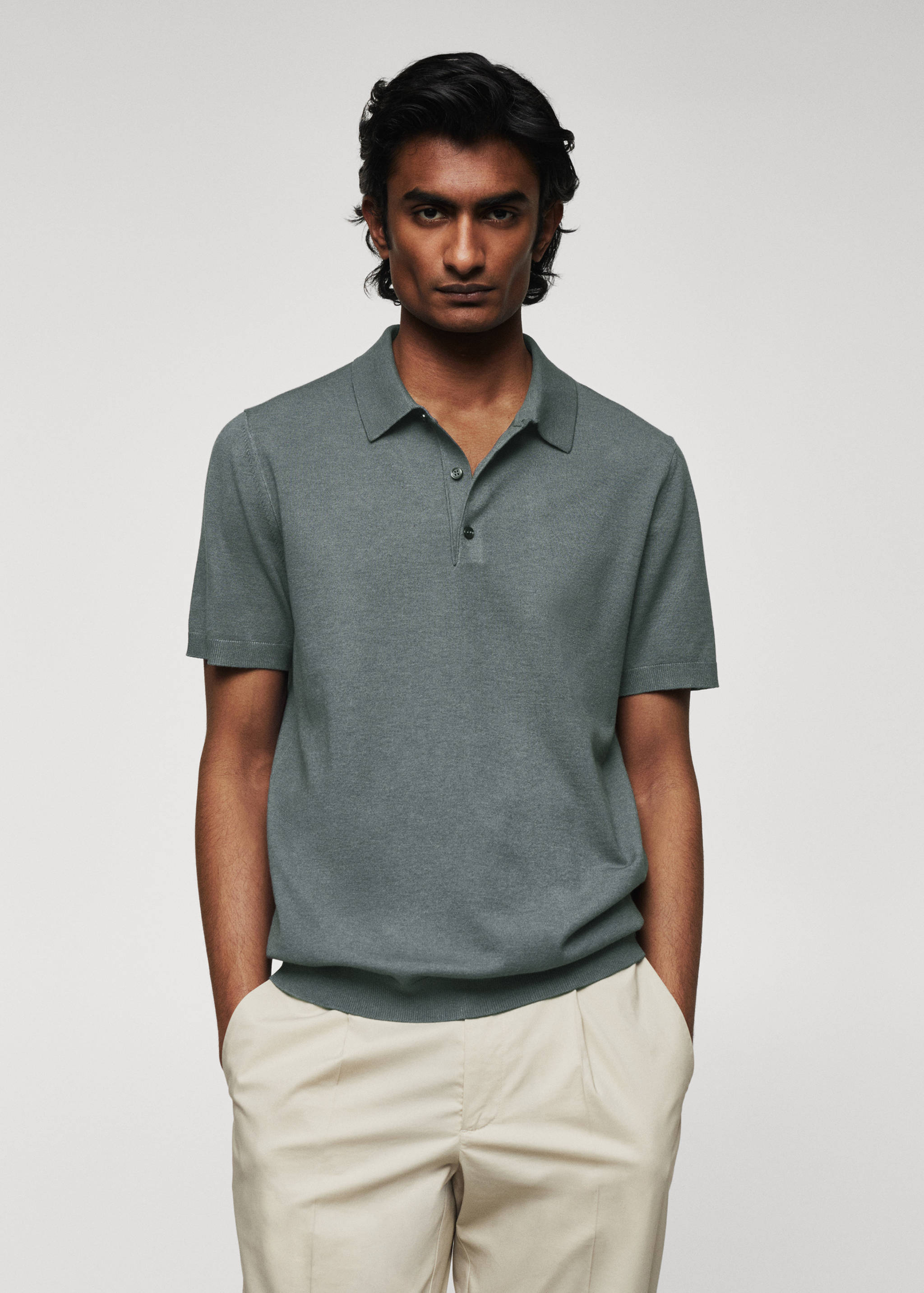 Fine-knit polo shirt - Medium plane