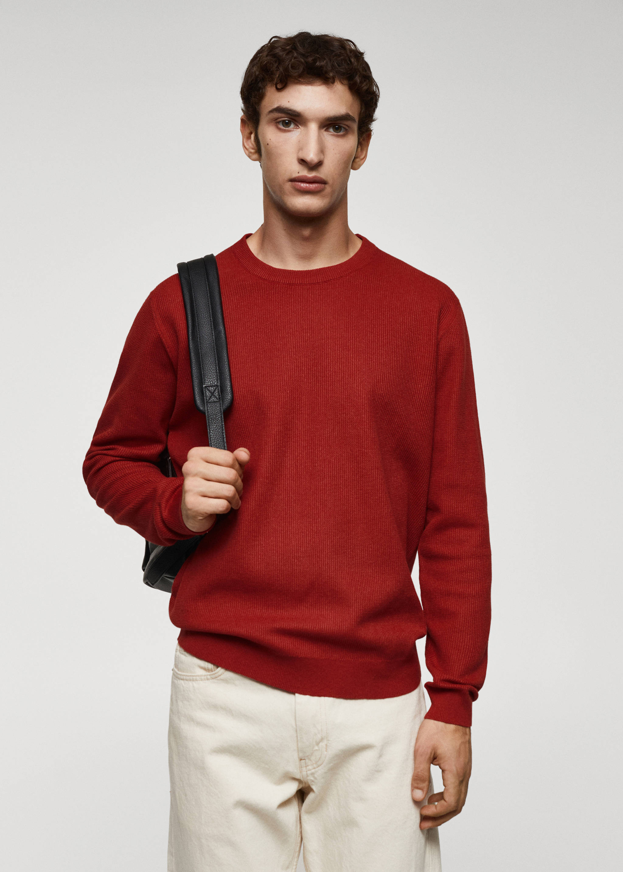 Structured cotton sweater - Medium plane