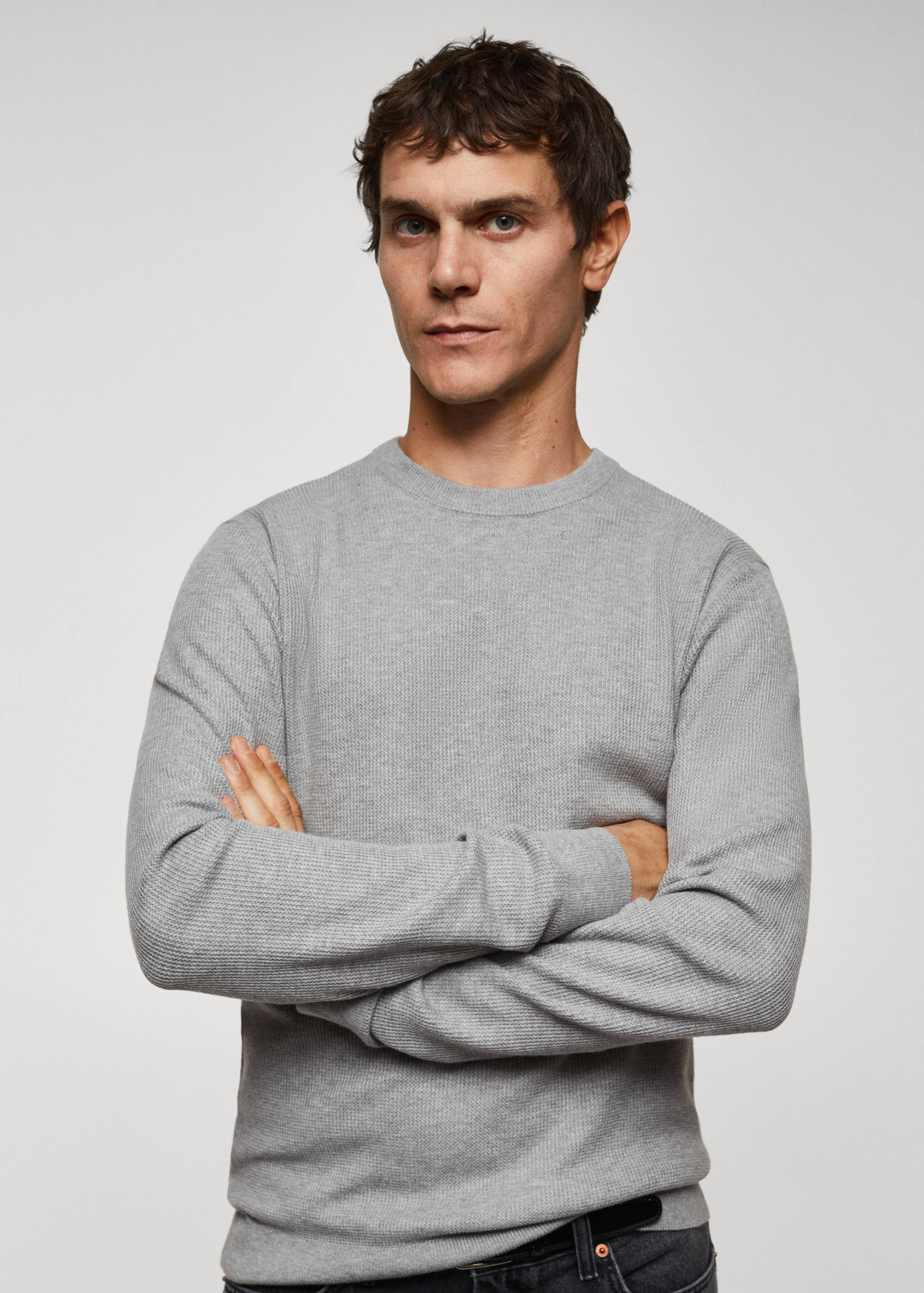 Structured cotton sweater - Details of the article 1