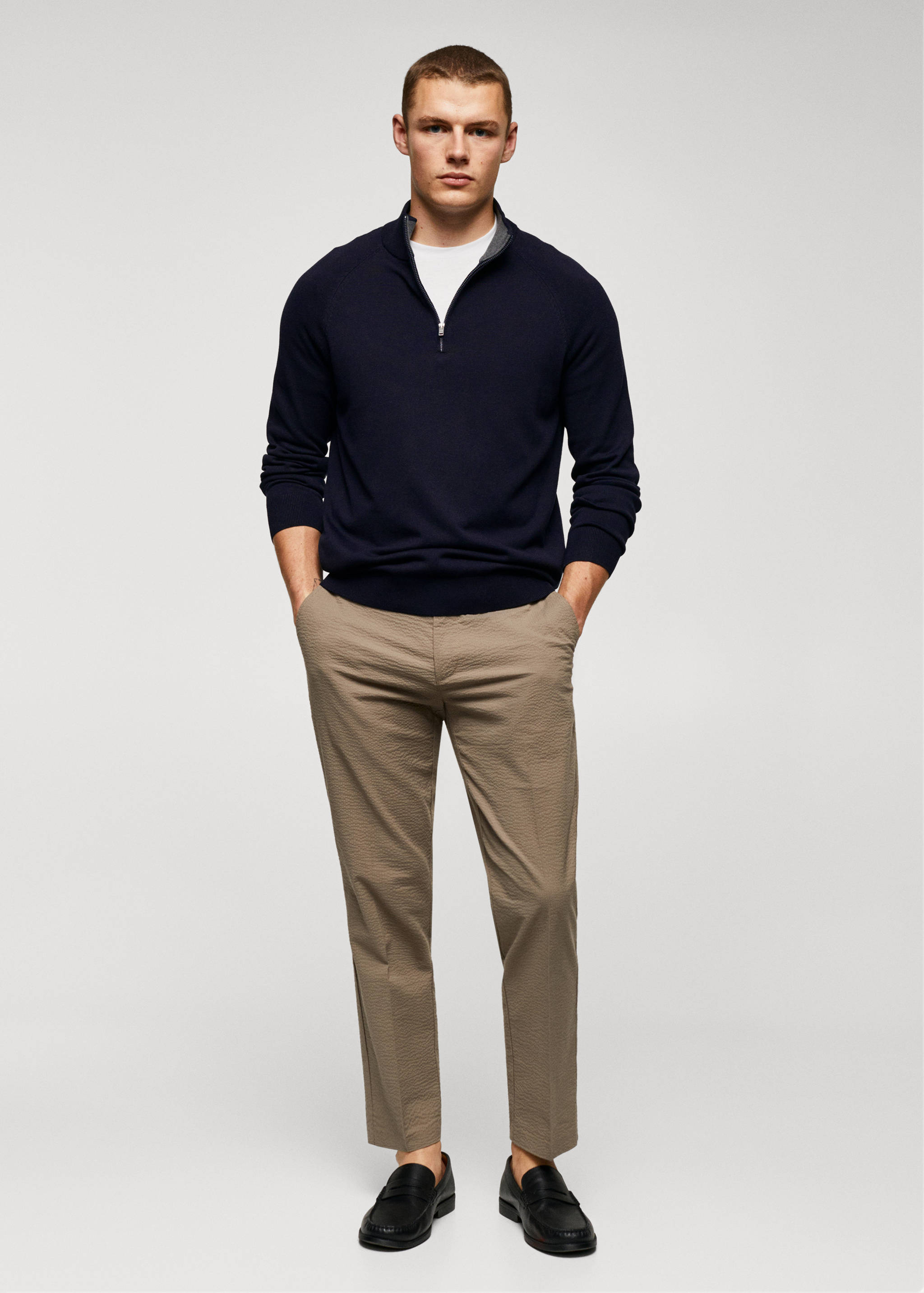 Pull-over coton col zippé - Plan général