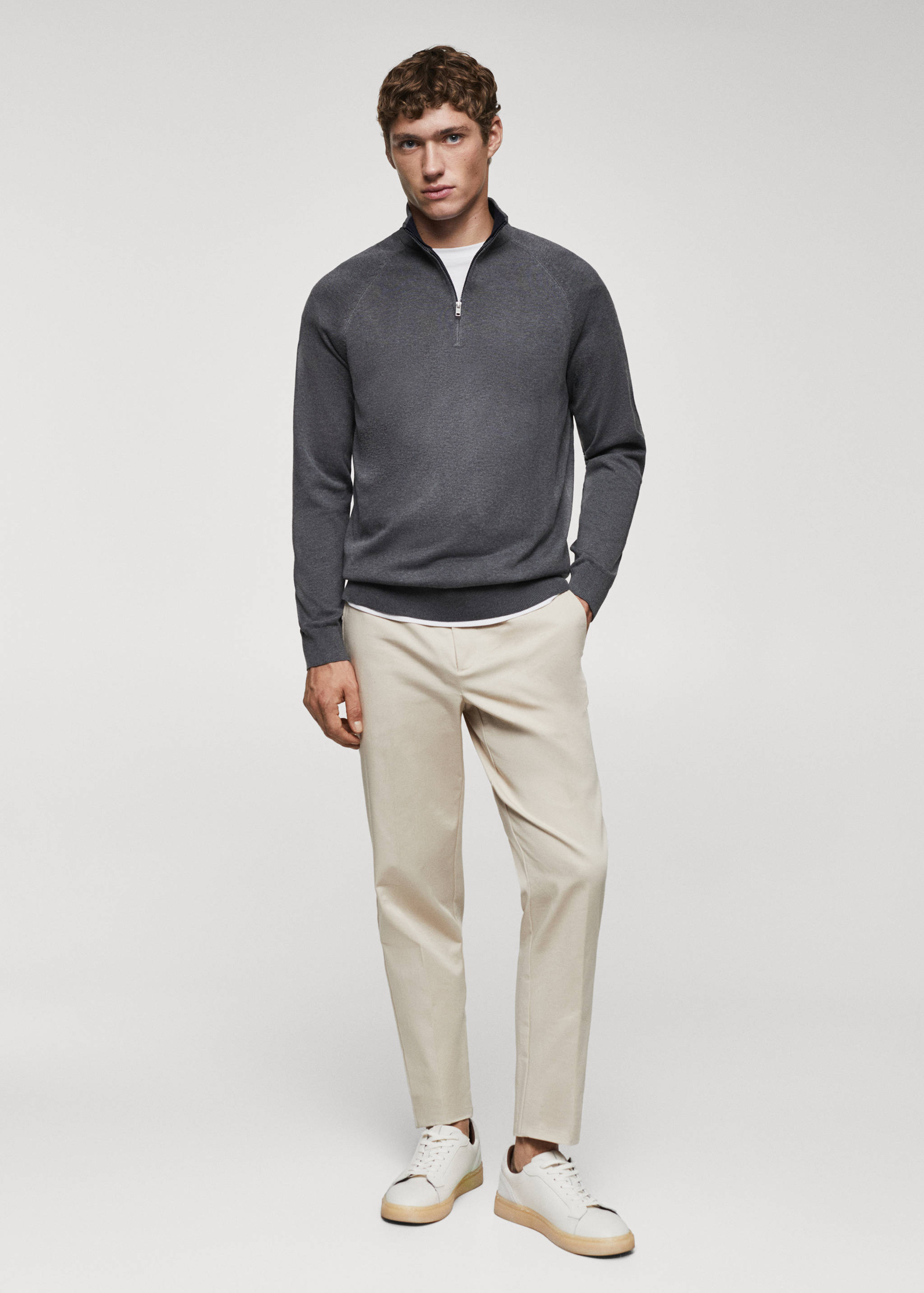 Pull-over coton col zippé - Plan général