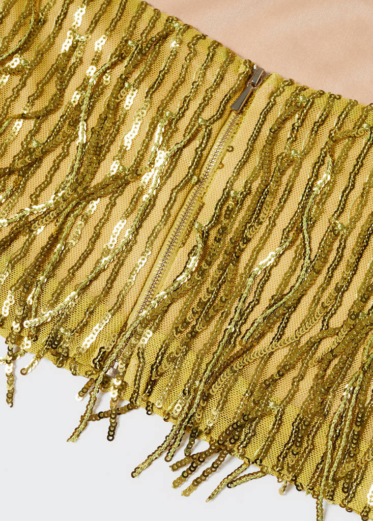 Metallic fringed top — Olive Green