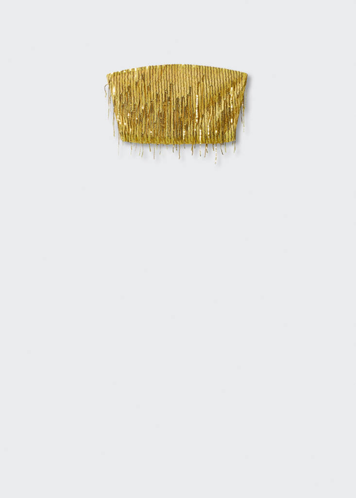 Metallic fringed top — Olive Green