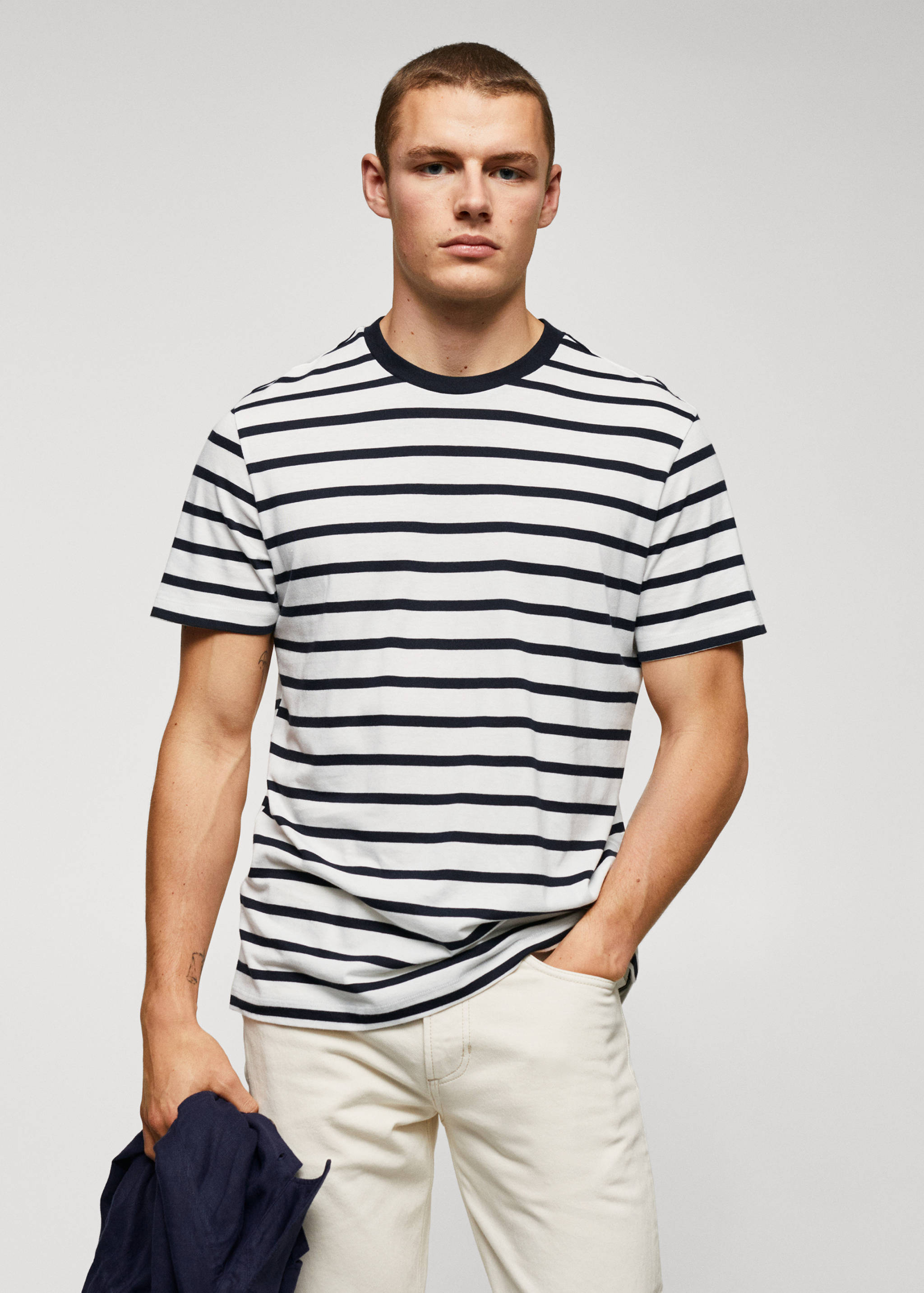 Striped modal cotton knitted t-shirt - Medium plane