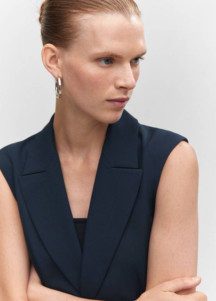 Long gilet with bow — Navy