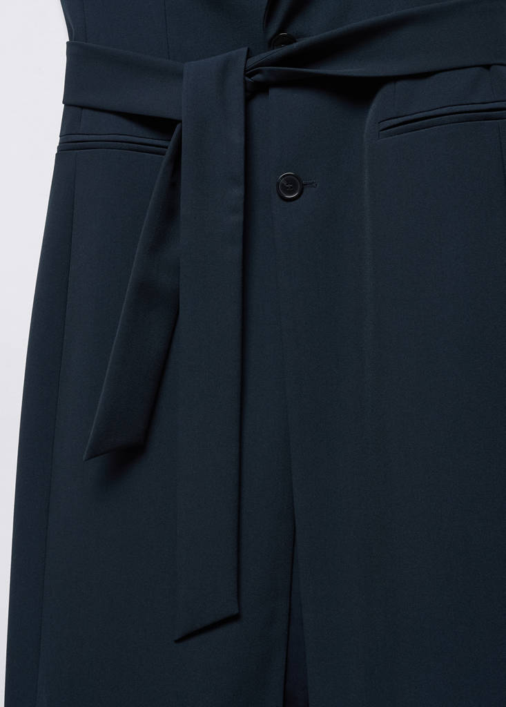 Long gilet with bow — Navy