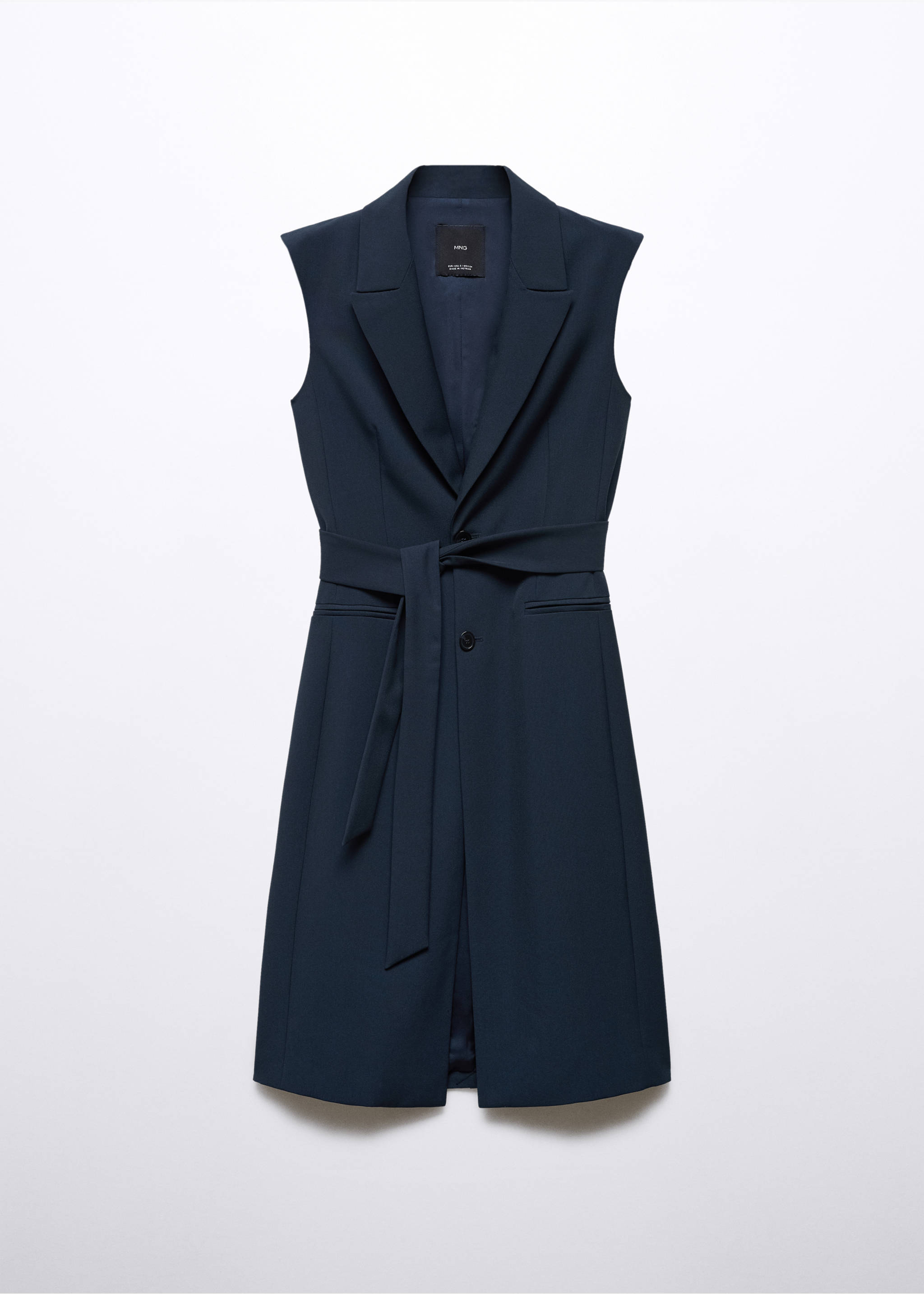 Long gilet with bow - Article without model, Navy. Ref: 57040813-00.