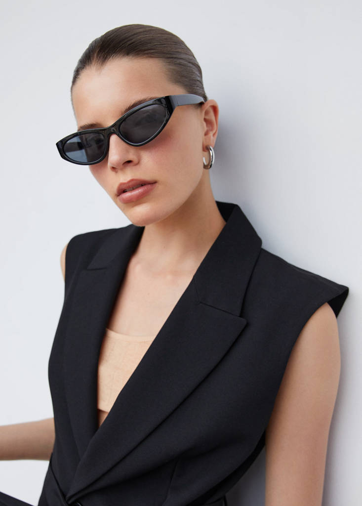 Long gilet with bow — Black