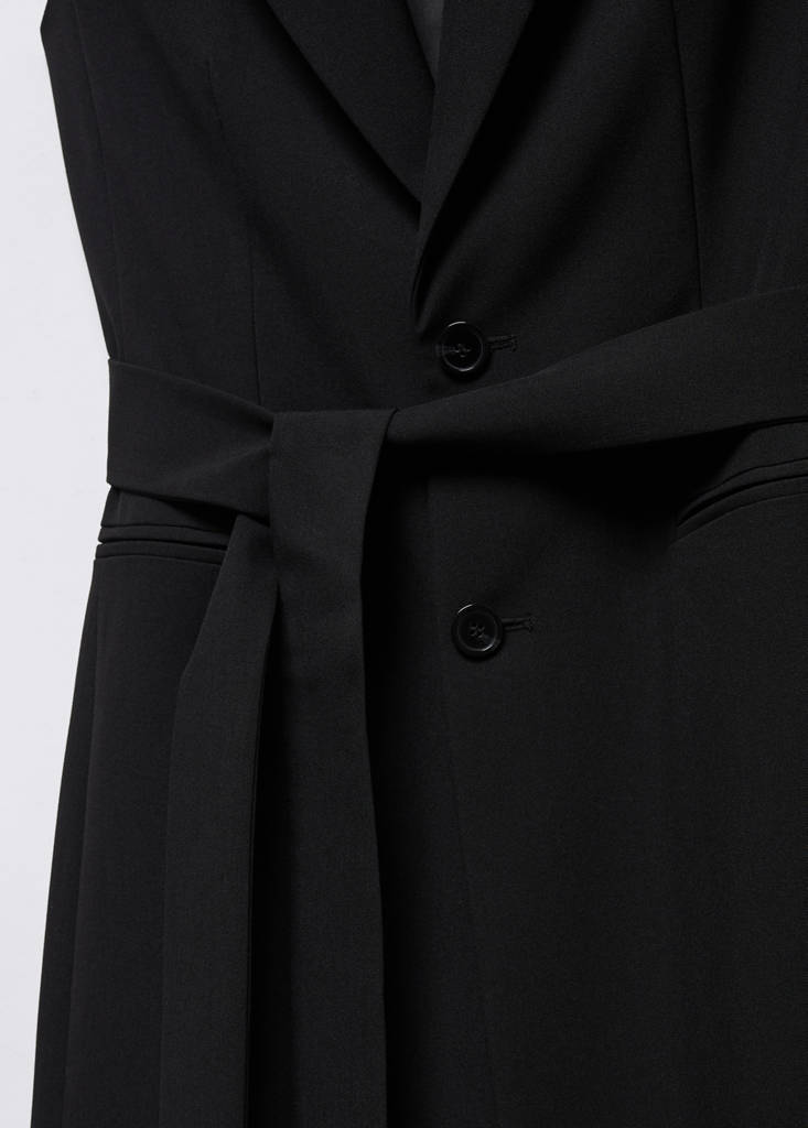 Long gilet with bow — Black