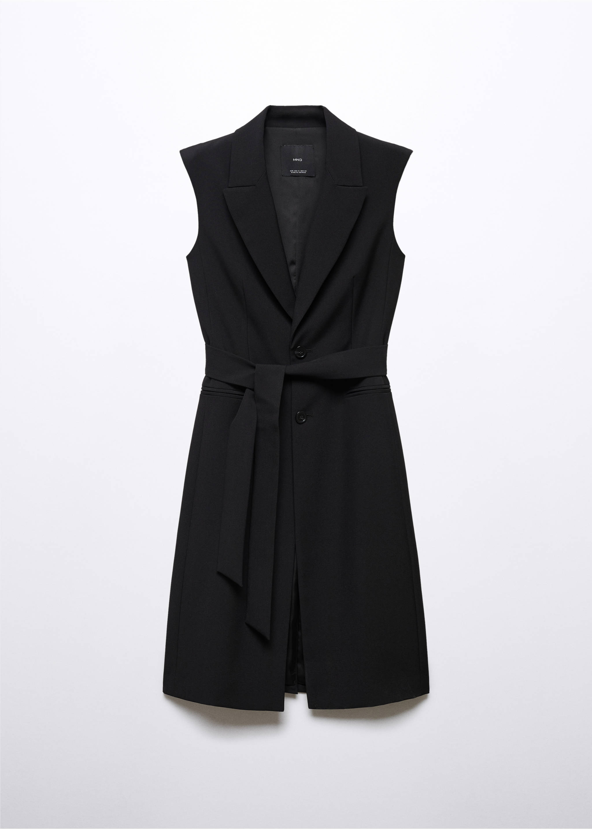 Long gilet with bow - Article without model, Black. Ref: 57040813-00.