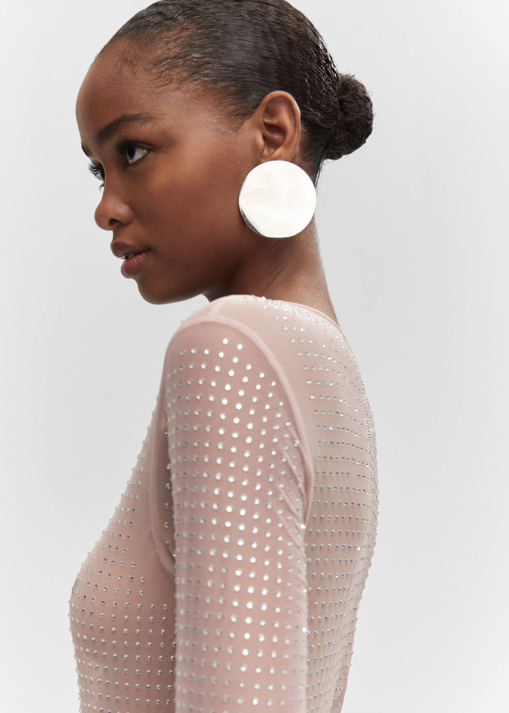 Mesh dress with crystal detail - Details of the article 1