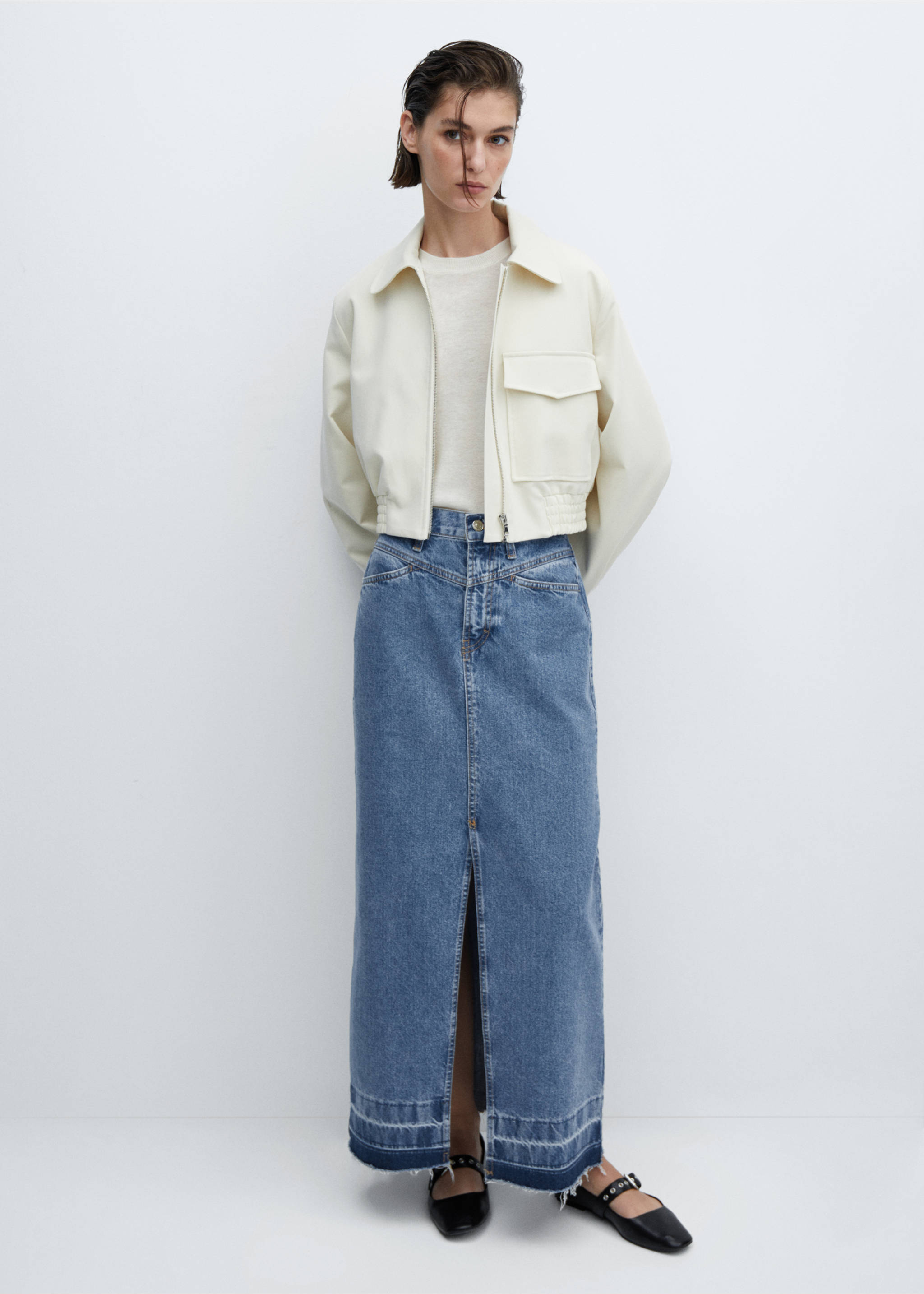 Long denim skirt - General plane, Medium Blue. Ref: 57041177-00.