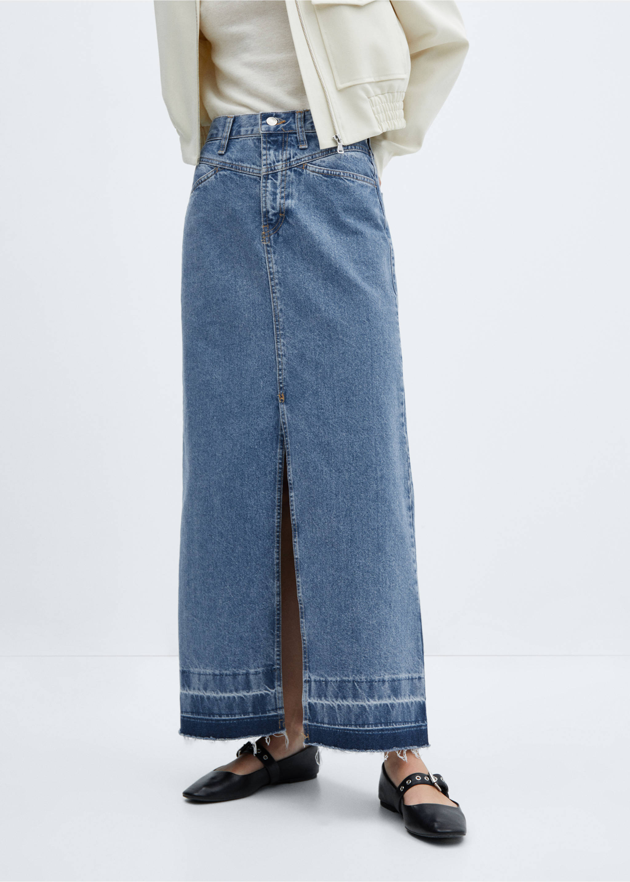 Long denim skirt - Medium plane, Medium Blue. Ref: 57041177-00.