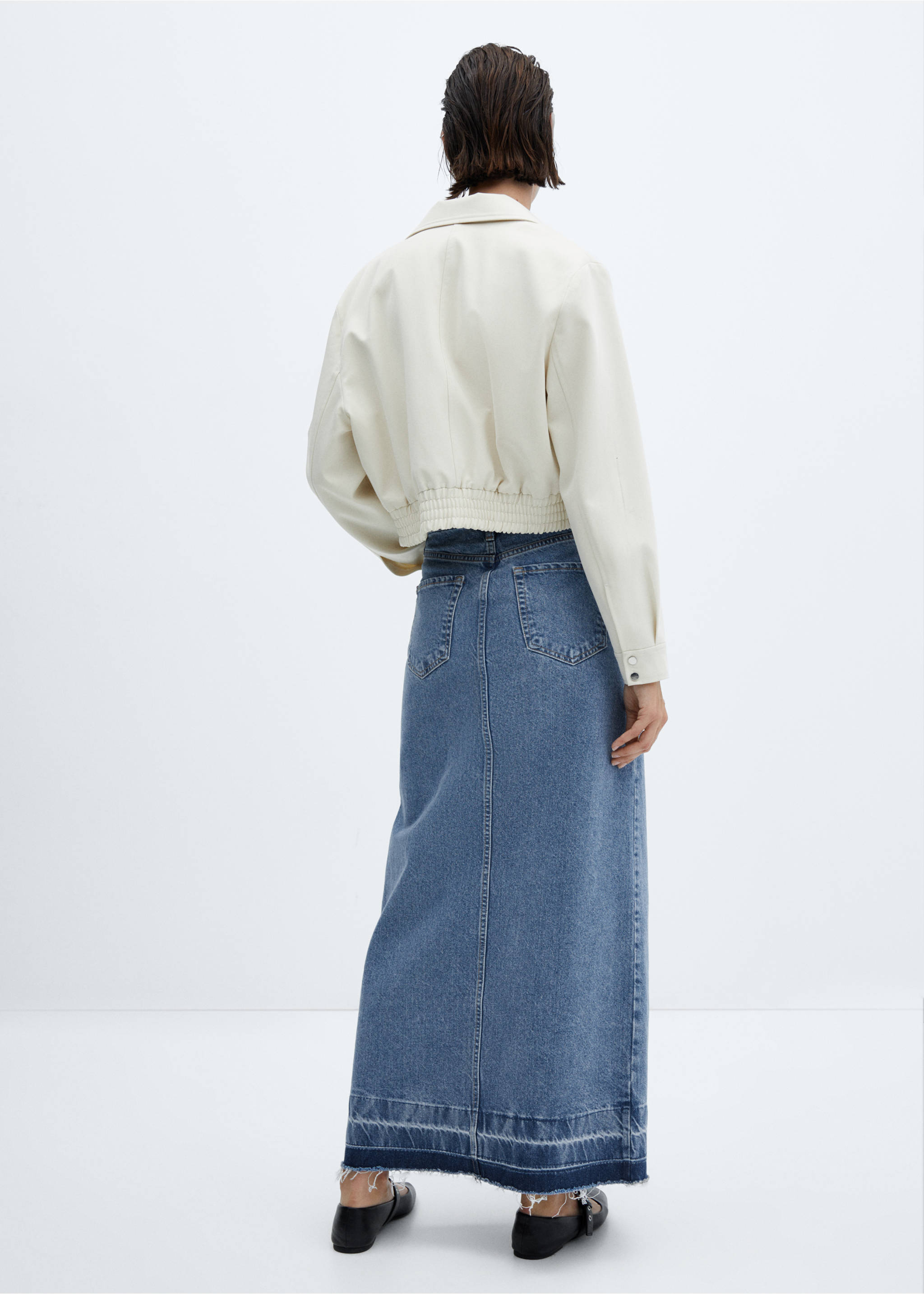 Long denim skirt - Reverse of the article, Medium Blue. Ref: 57041177-00.