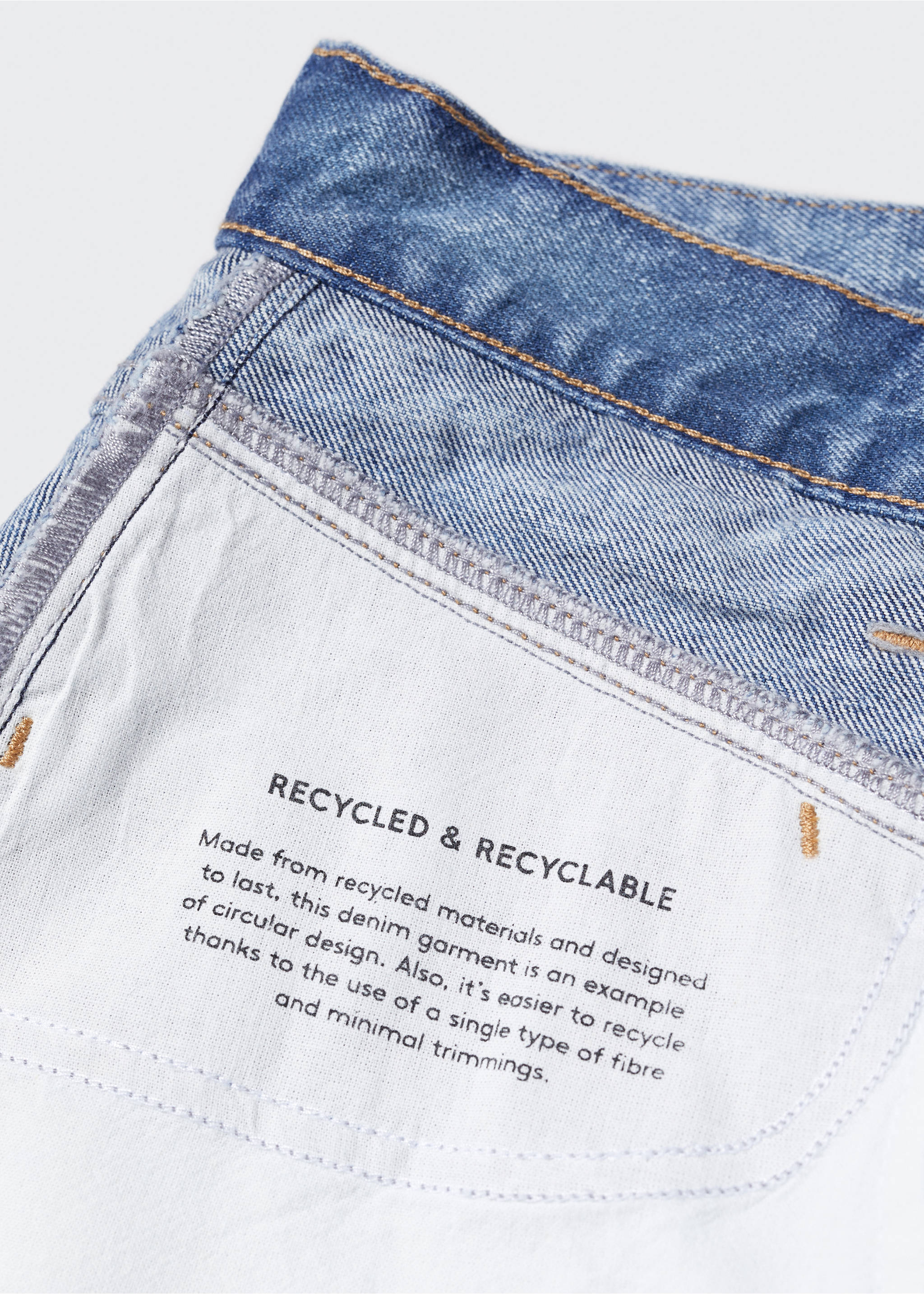 Long denim skirt - Details of the article 0, Medium Blue. Ref: 57041177-00.