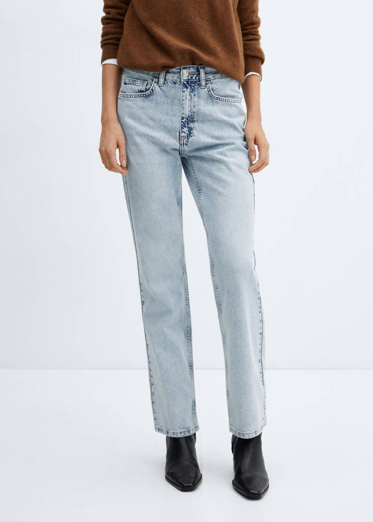 Mid-rise straight jeans — Light Blue