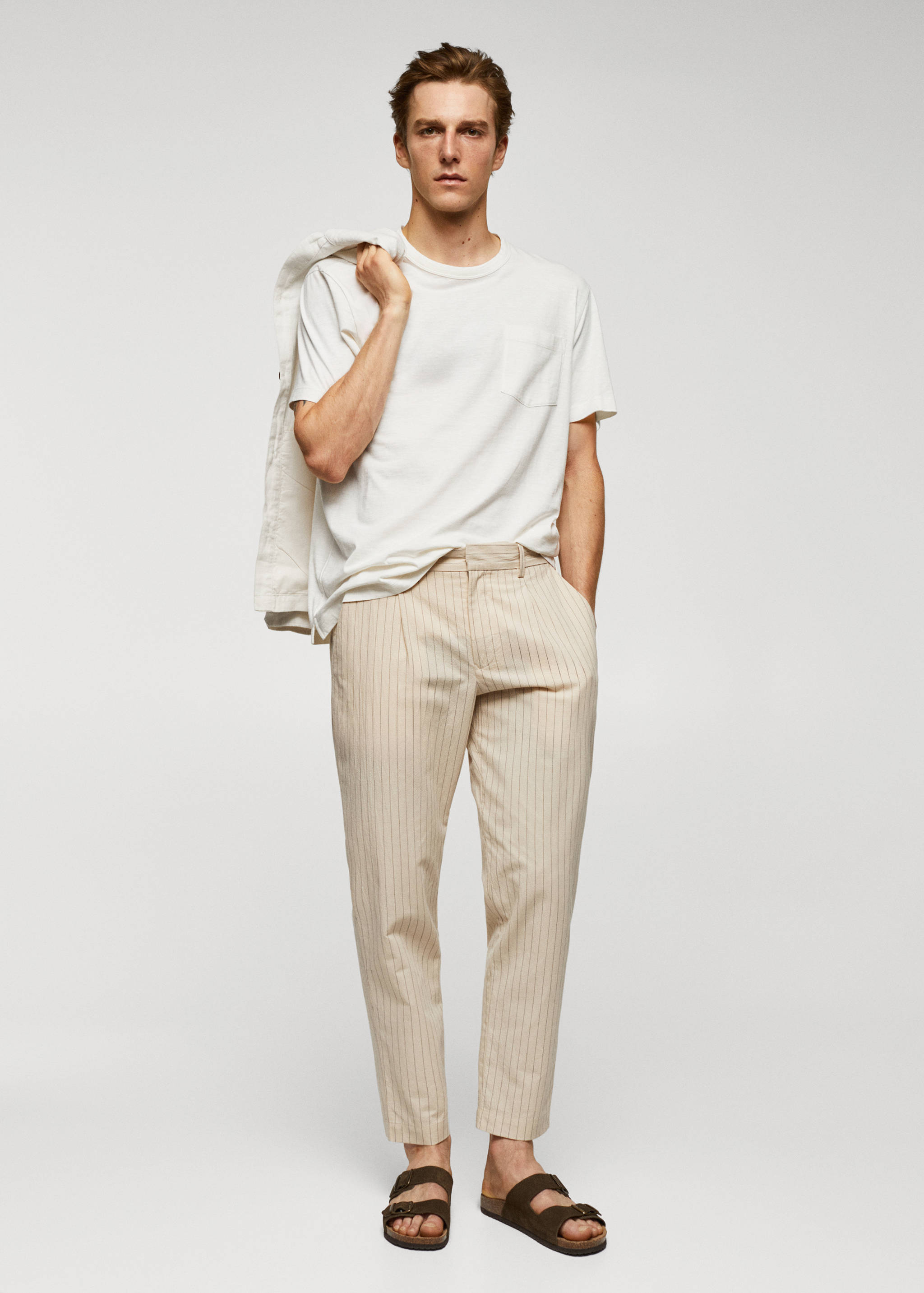 Seersucker broek van katoen en linnen - Overzichtstekening