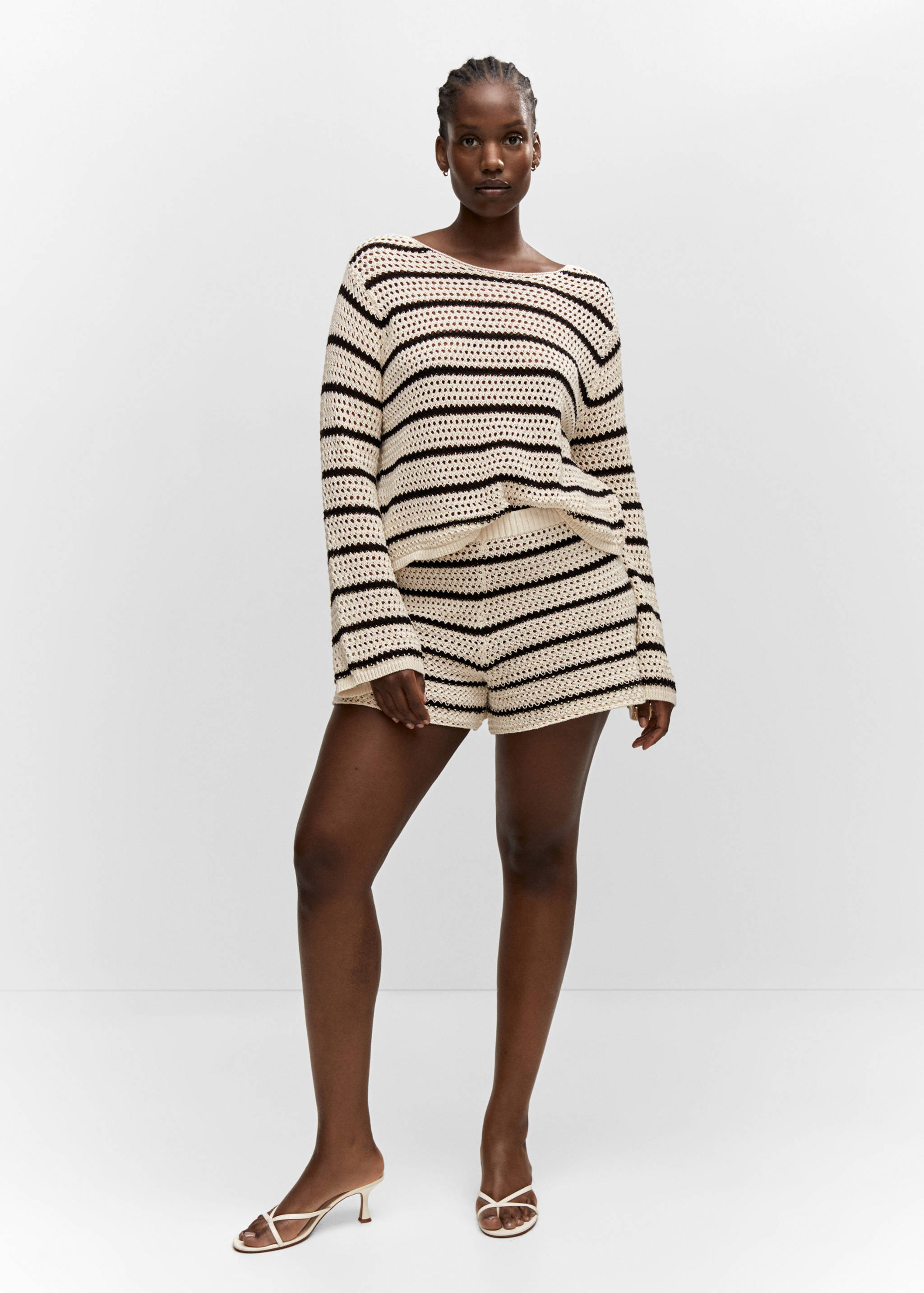 Gestreifter Lochstrickpullover - Detail des Artikels 3