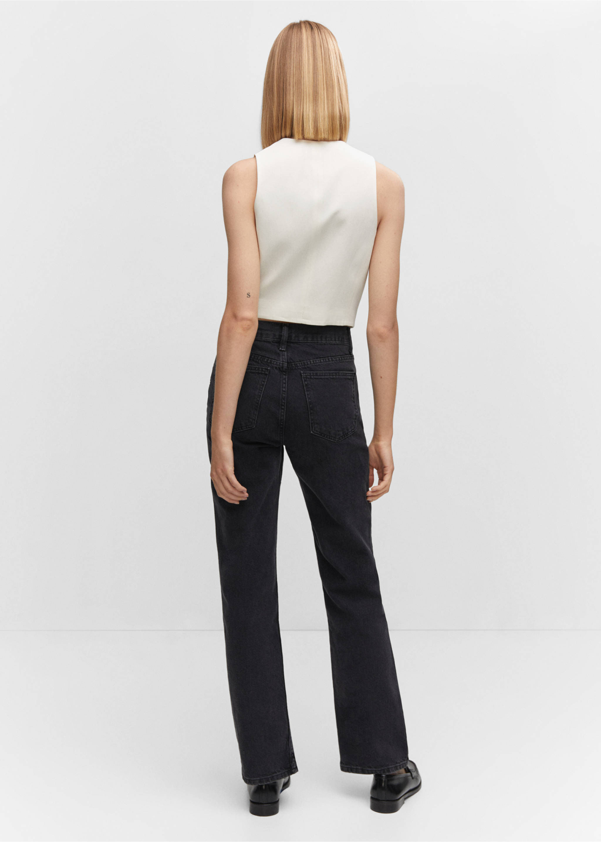 Fitted gilet with buttons - Reverse of the article, White. Ref: 57042882-00.