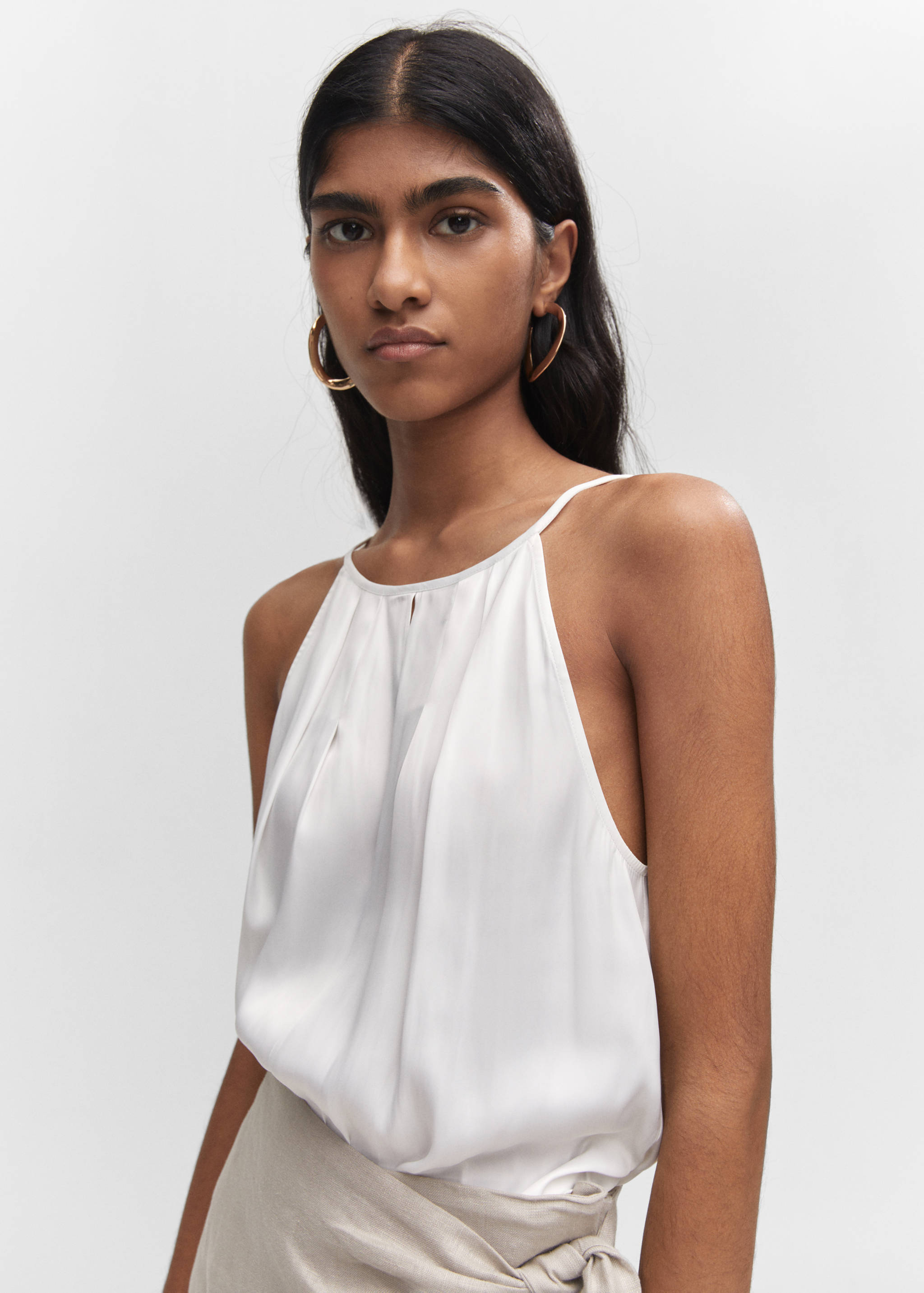 Satin halter-neck top - Details of the article 1