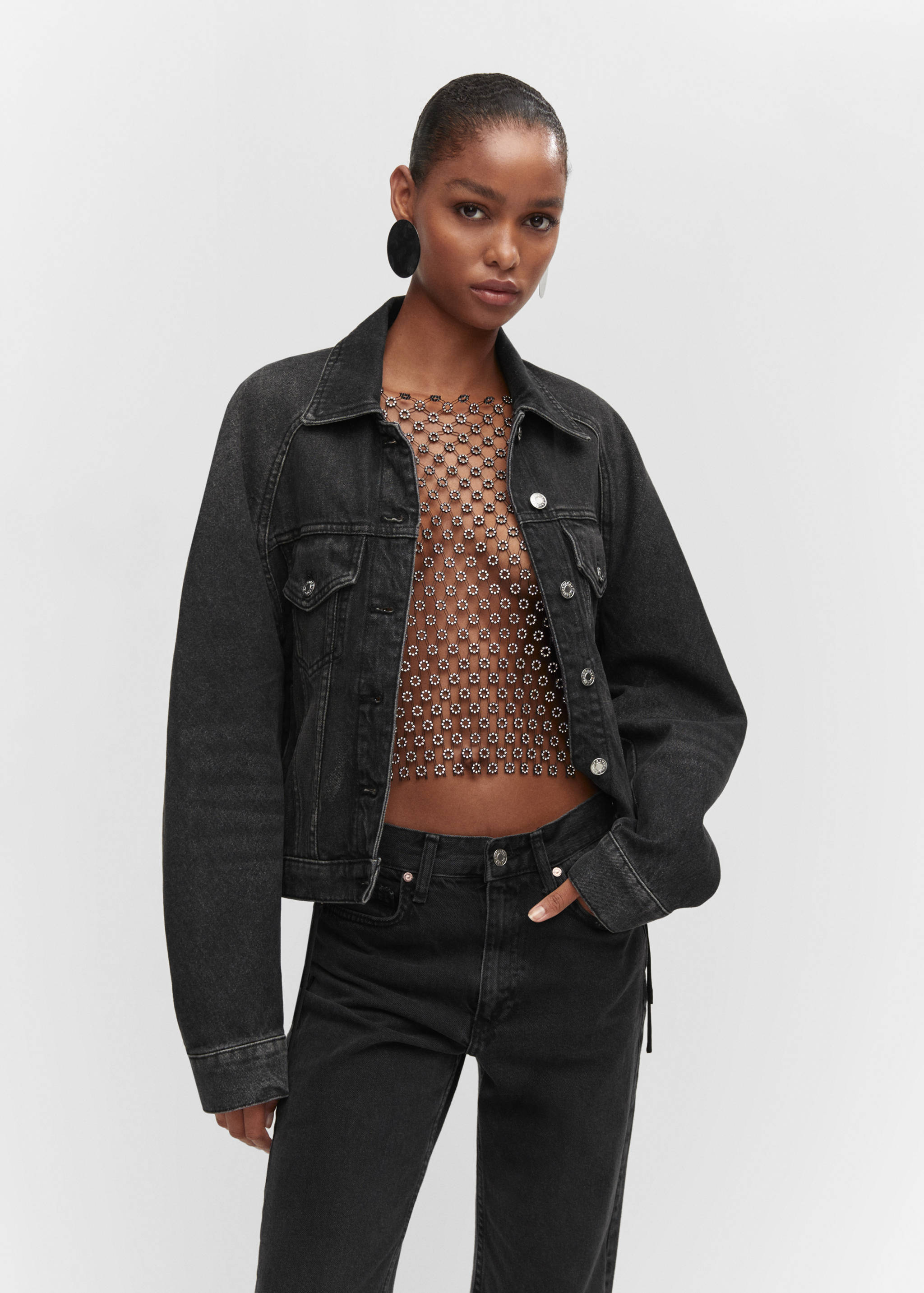 Oversize denim mont - Orta plan