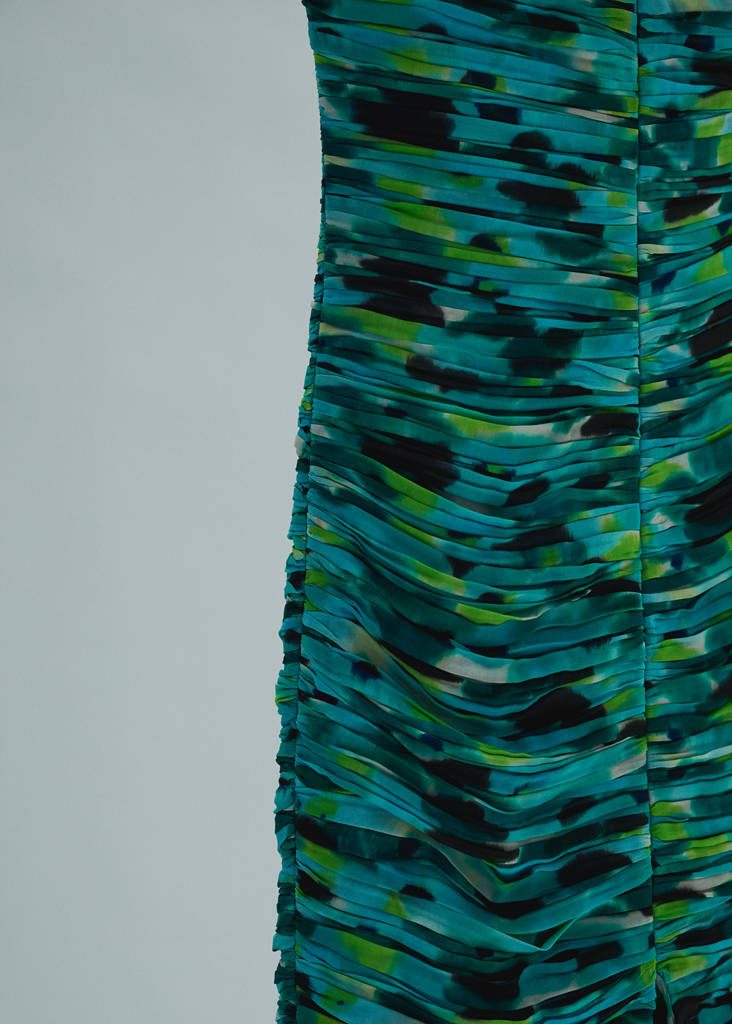 Gathered dress with sweetheart neckline — Turquoise