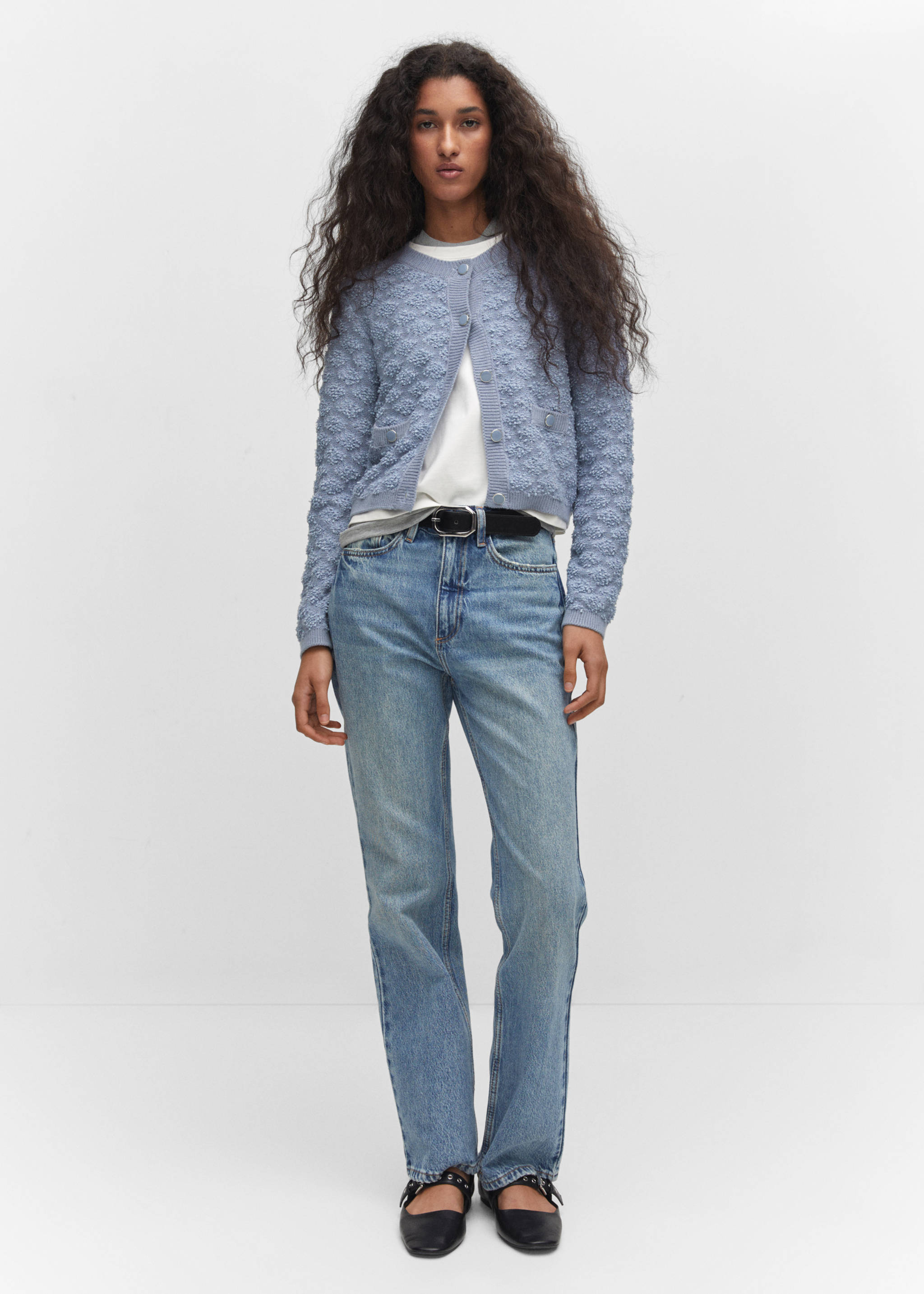 Textured button cardigan - General plane