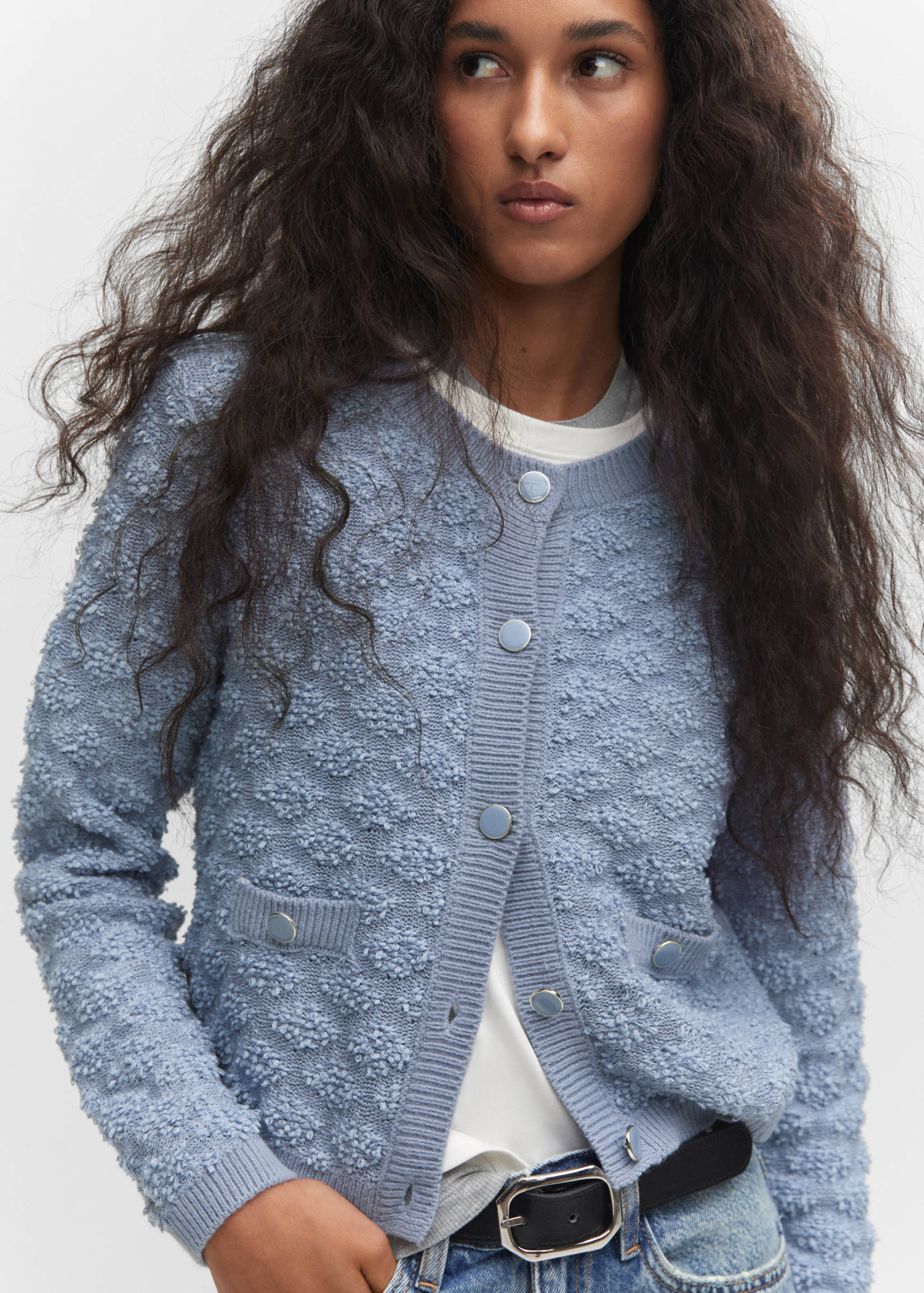Textured button cardigan - Details of the article 1