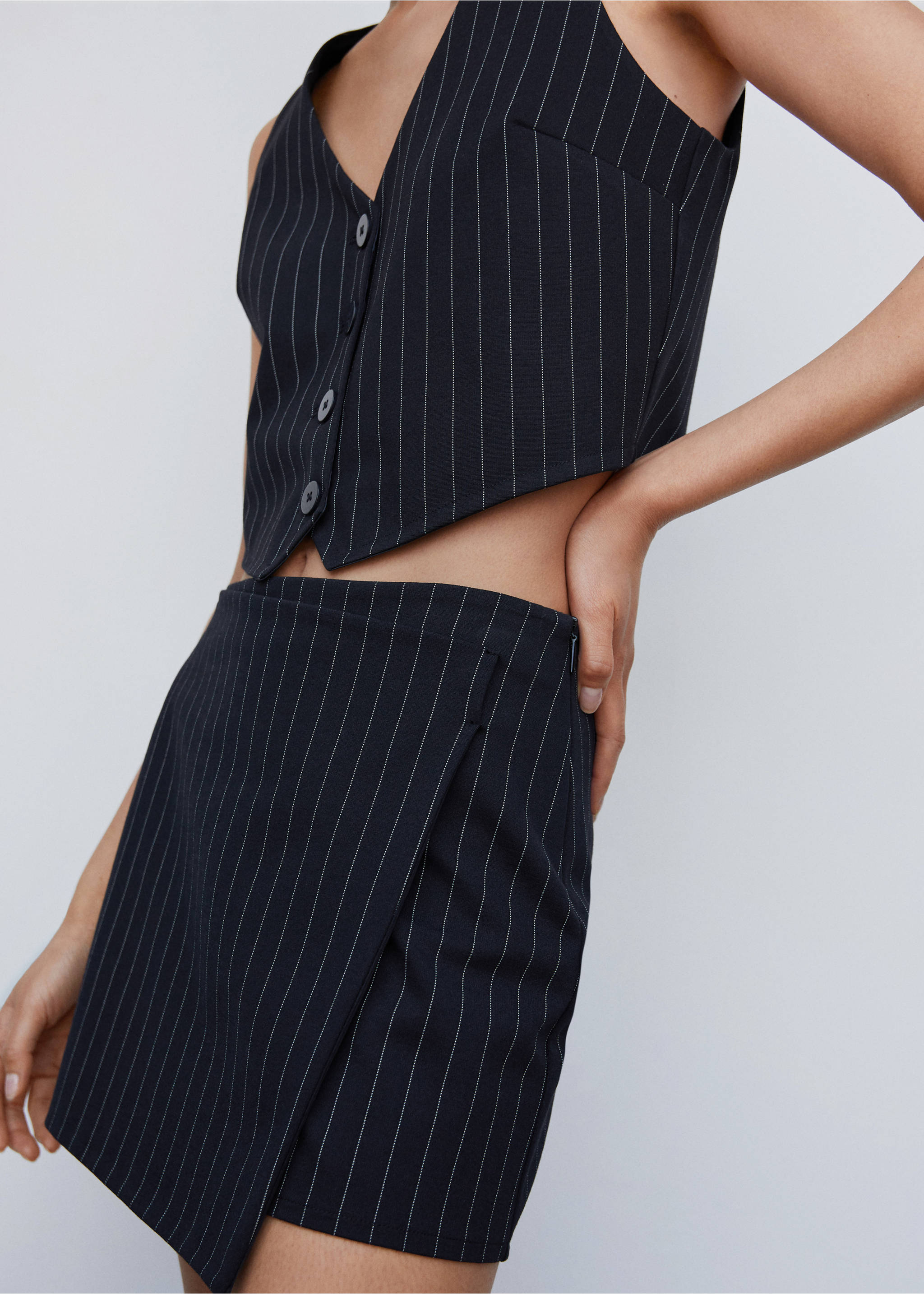 Minijupe portefeuille maille - Détail de l'article 1, Bleu marine foncé. Ref: 57043806-00.