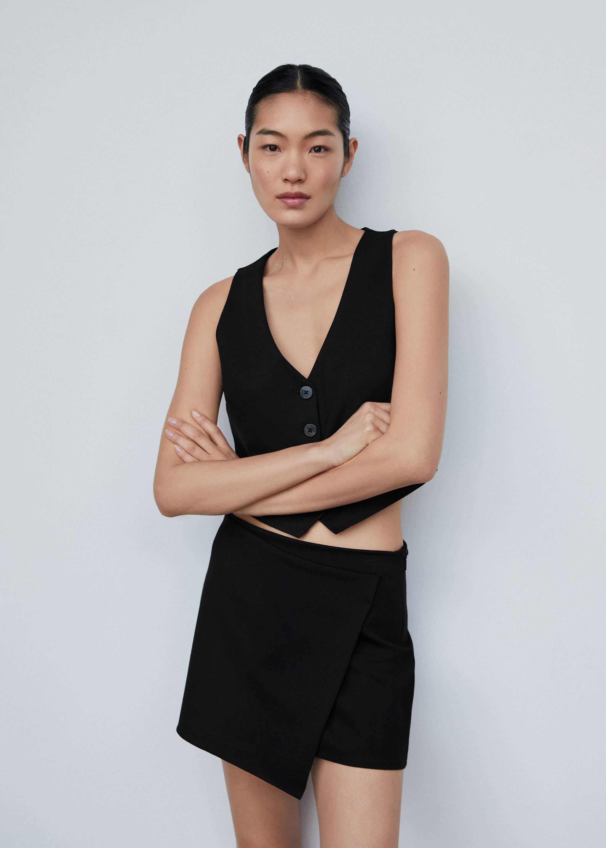 Minijupe portefeuille maille - Plan moyen