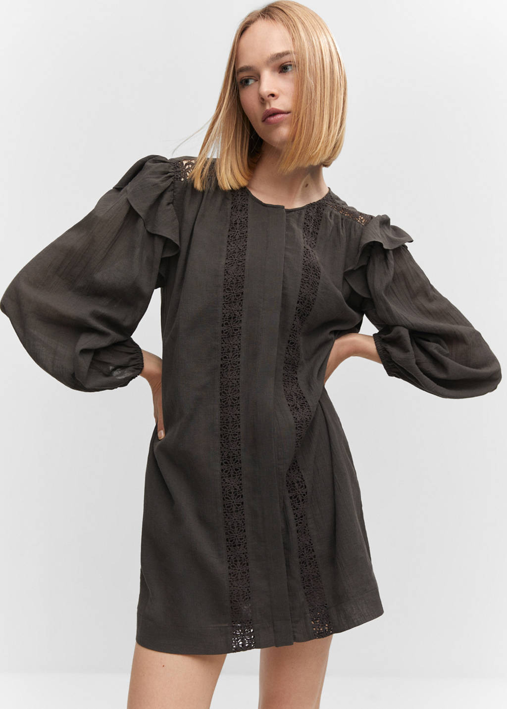 mango lace short dress Kaari Lace Ruffle Mini Dress Mango