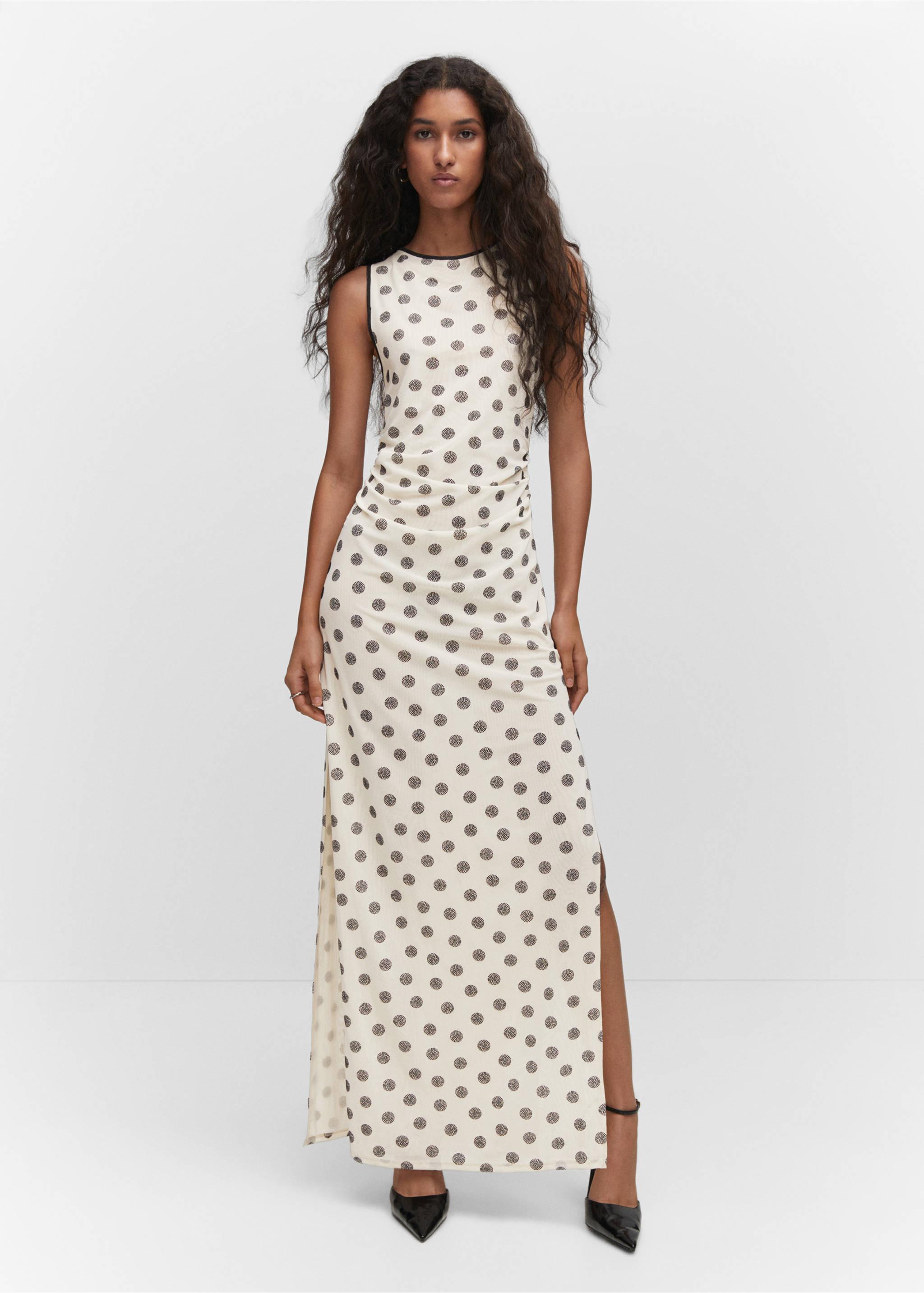 Printed dress with back opening - General plane, Off White. Ref: 57043817-00.