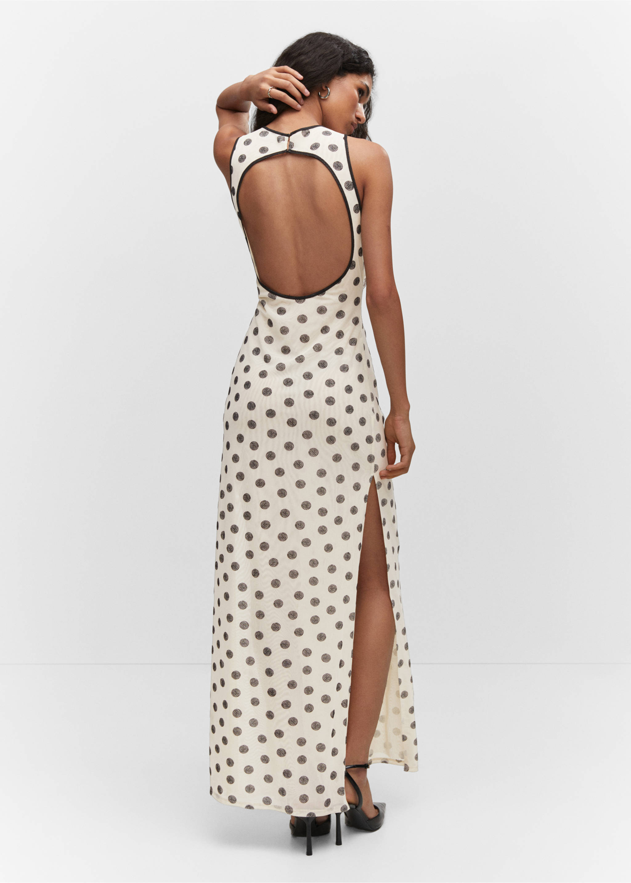 Printed dress with back opening - Reverse of the article, Off White. Ref: 57043817-00.