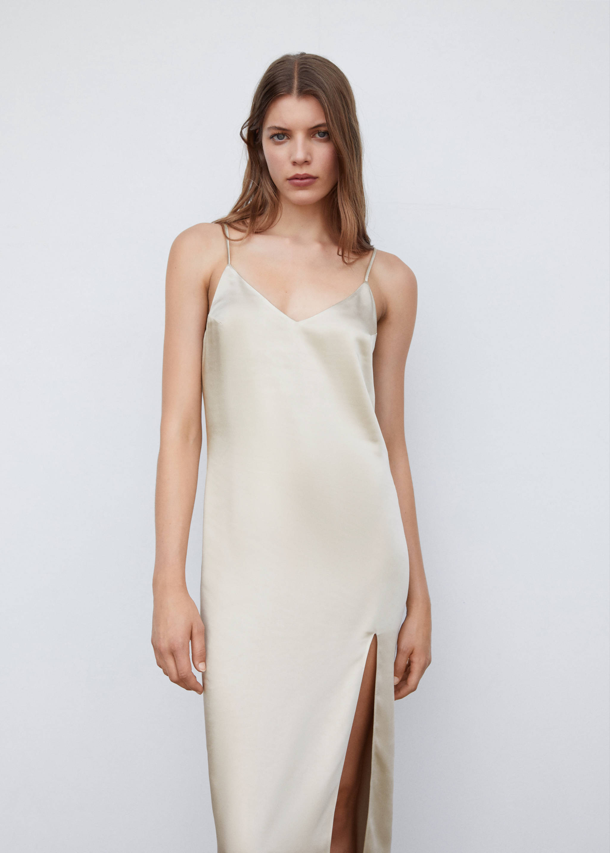 Side-slit satin dress - Medium plane