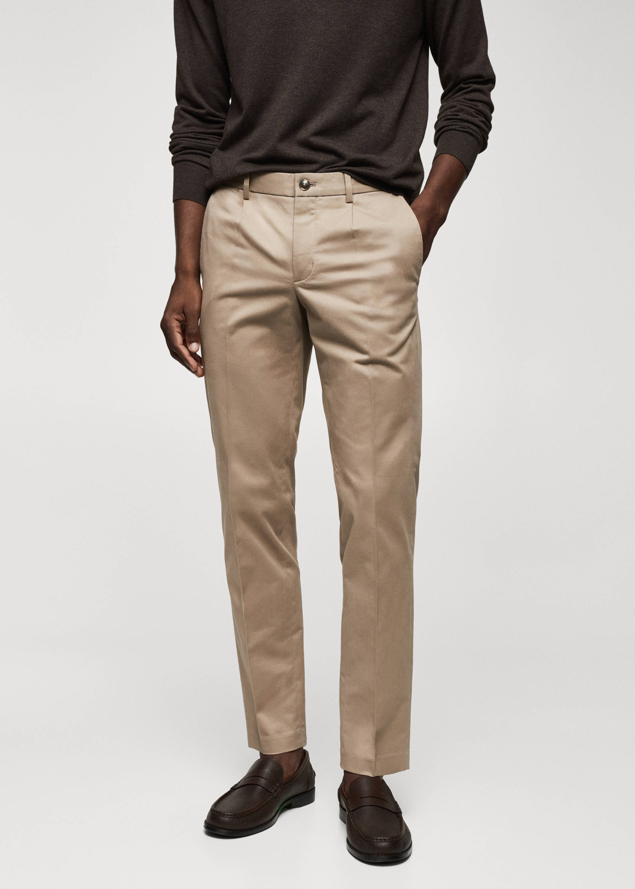 Chino slim-fit coton pinces - Plan moyen