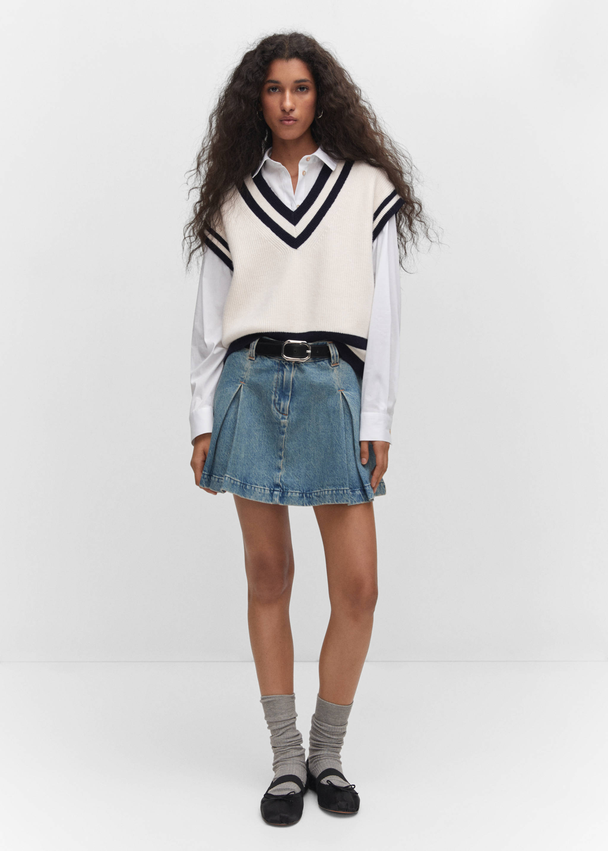 Gilet col V contrasté - Plan général