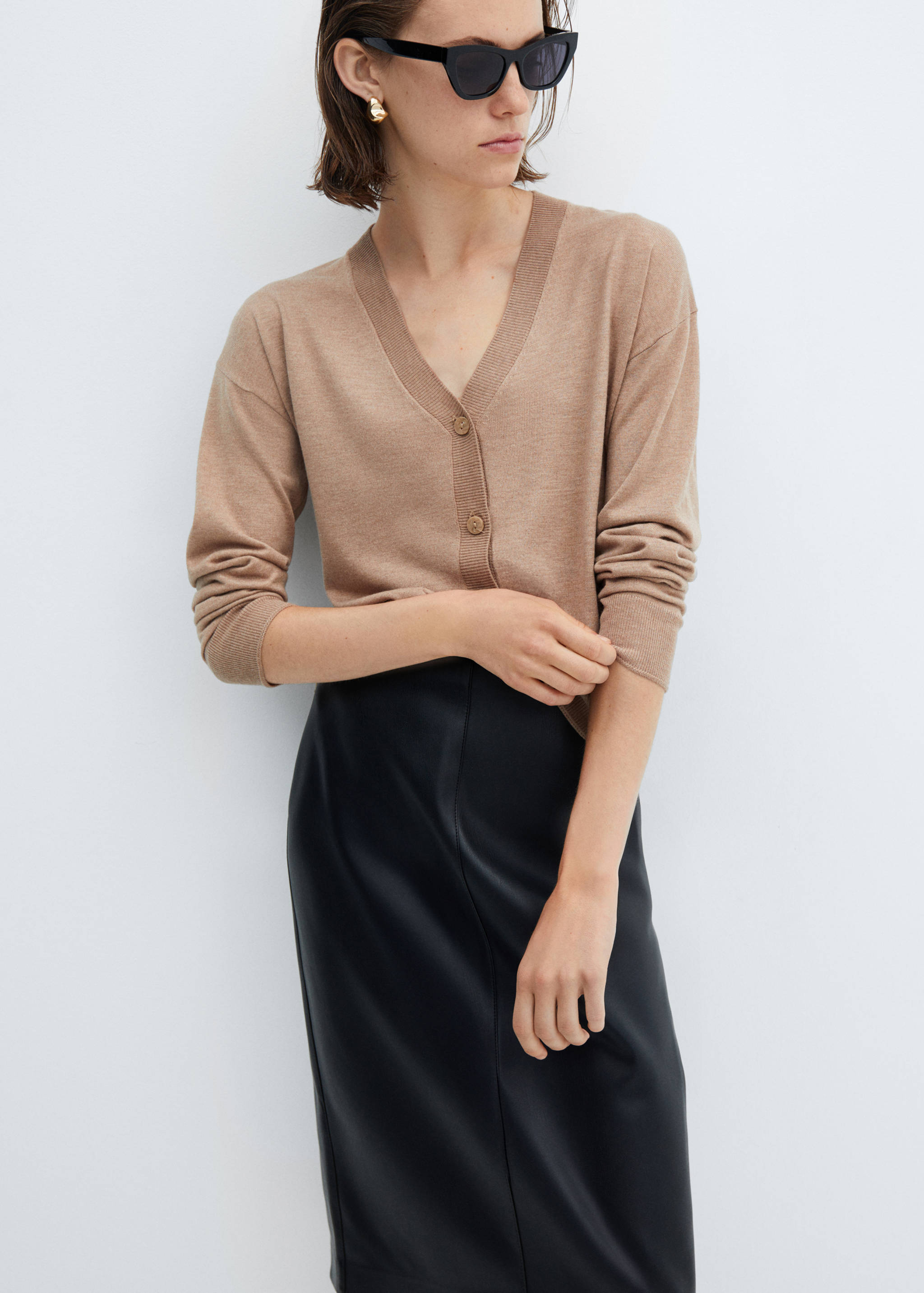 细线针织开衫 - null